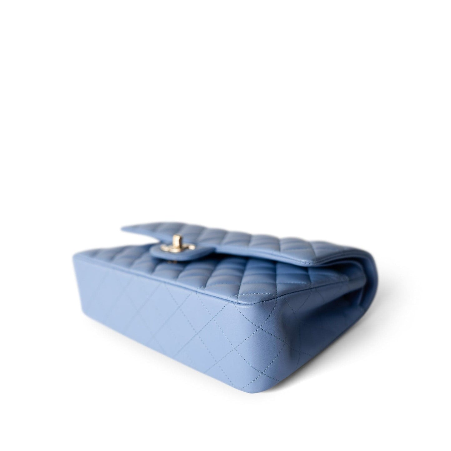 21C Sky Blue Lambskin Quilted Classic Flap Light Gold Hardware