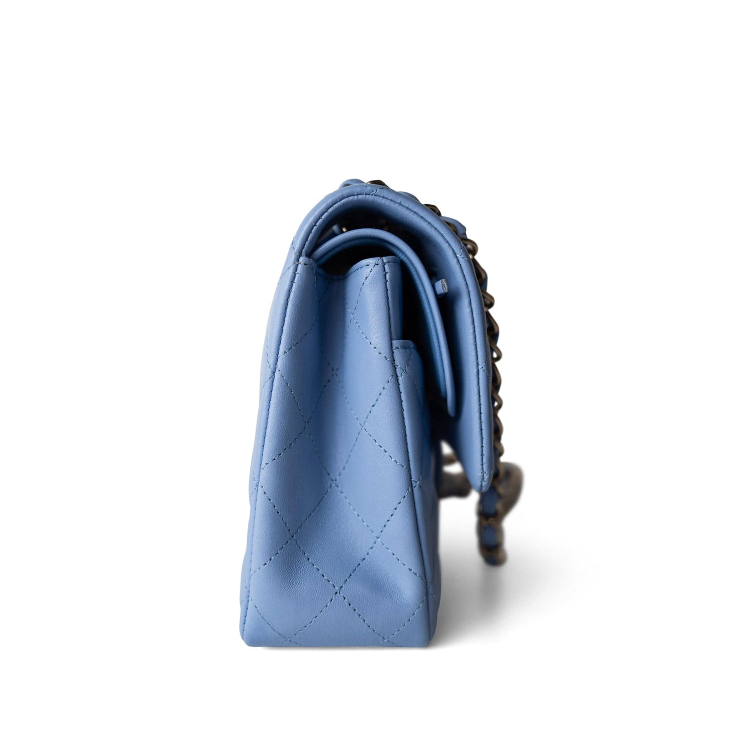 21C Sky Blue Lambskin Quilted Classic Flap Light Gold Hardware