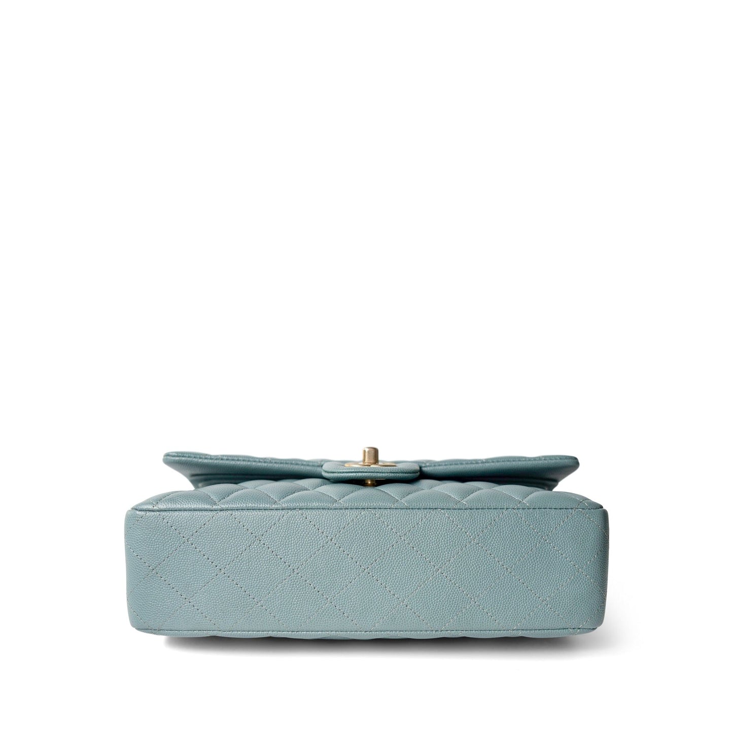 18C Pearly Light Blue Caviar Quilted Classic Flap Medium Antique Gold Hardware