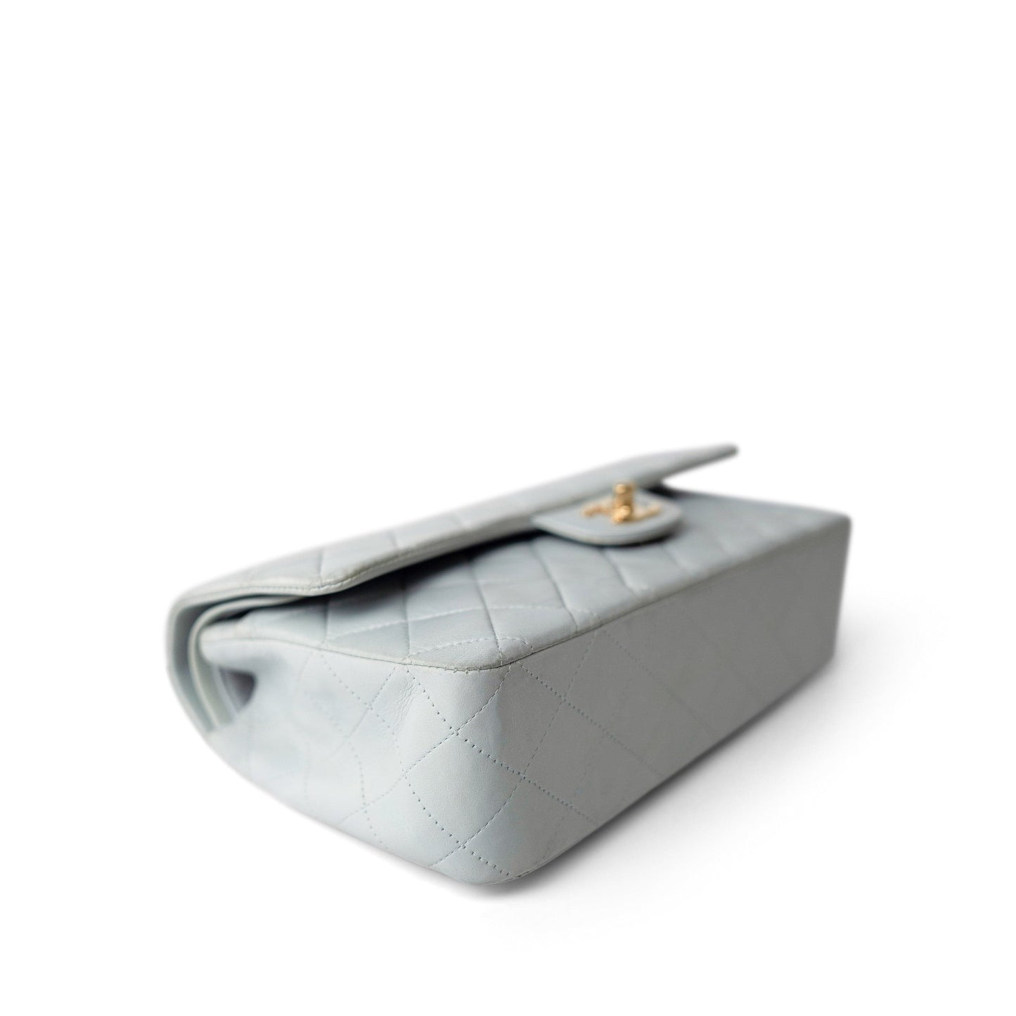 Vintage Light Blue Lambskin Quilted Classic Flap Medium Gold Hardware