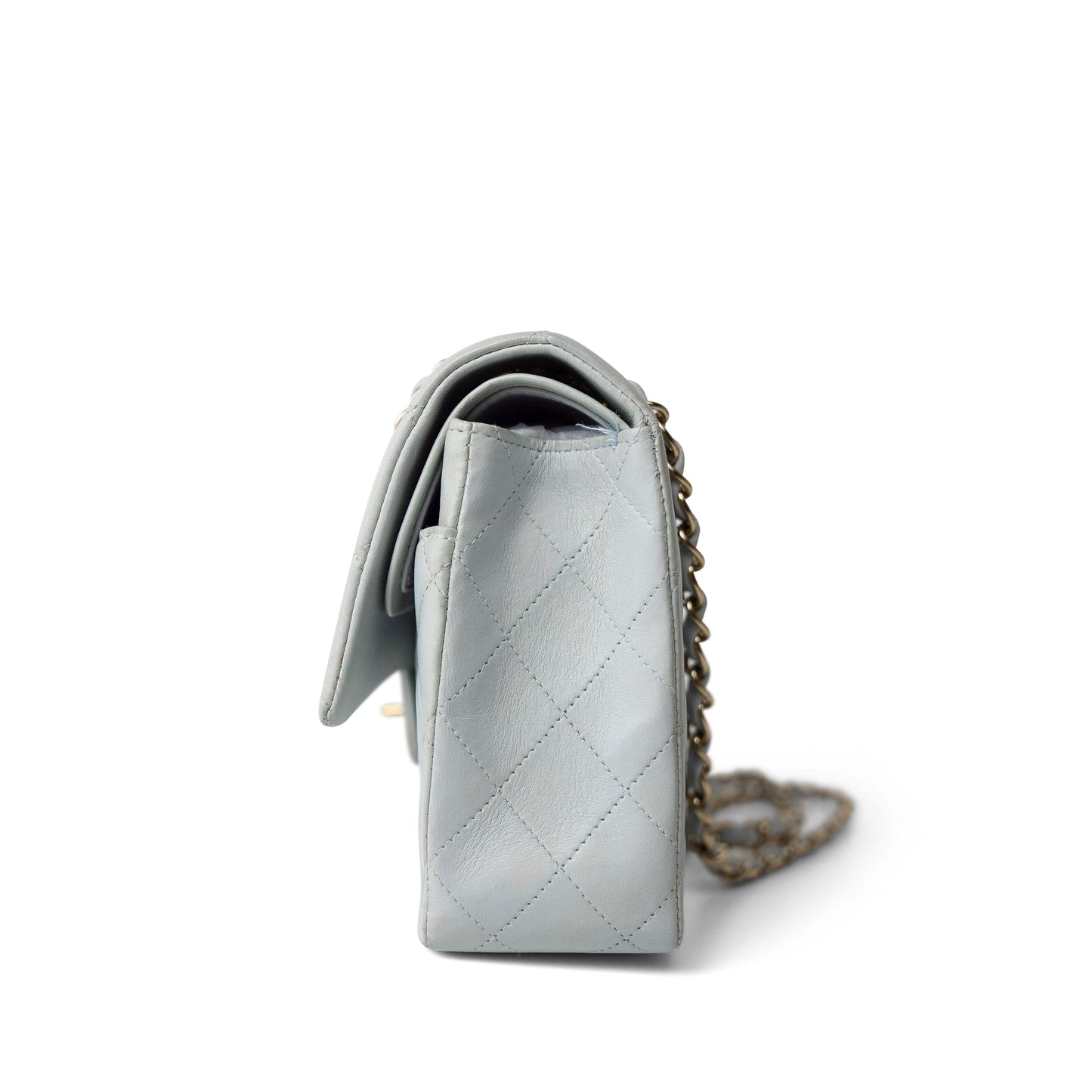 Vintage Light Blue Lambskin Quilted Classic Flap Medium Gold Hardware