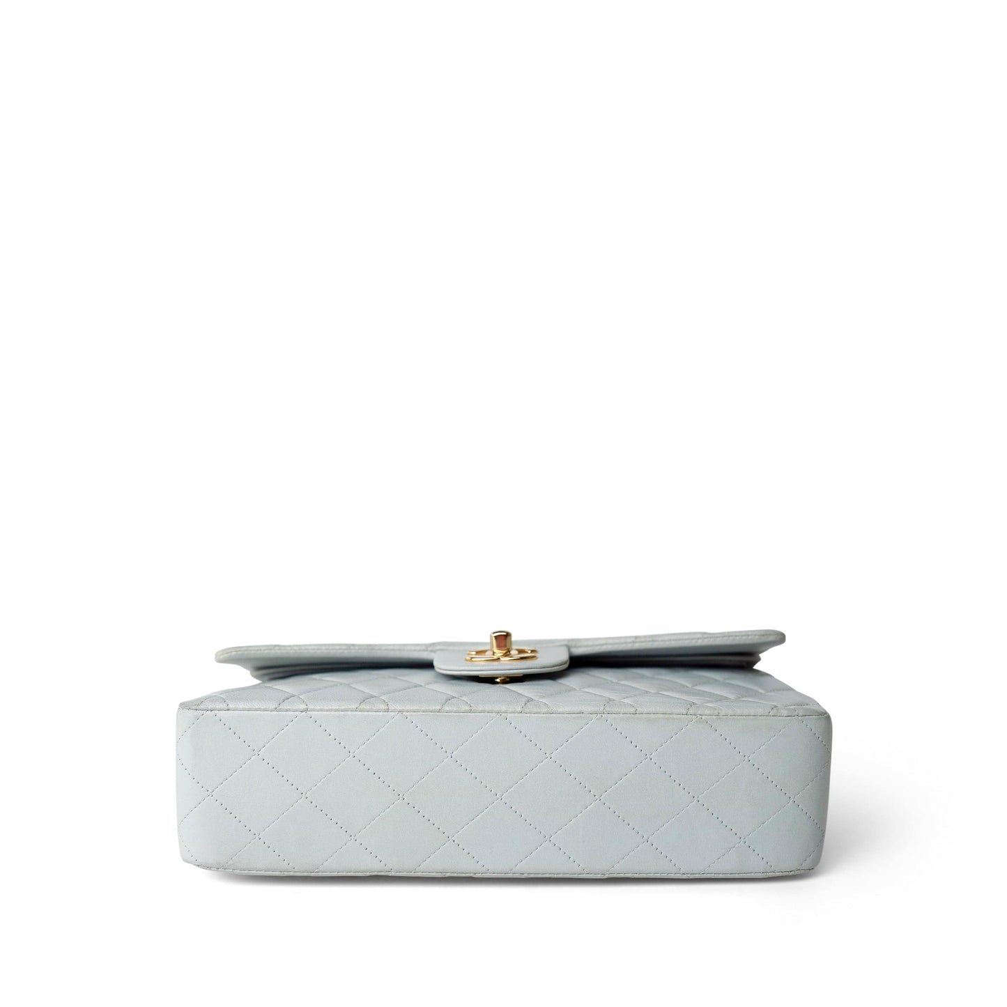 Vintage Light Blue Lambskin Quilted Classic Flap Medium Gold Hardware