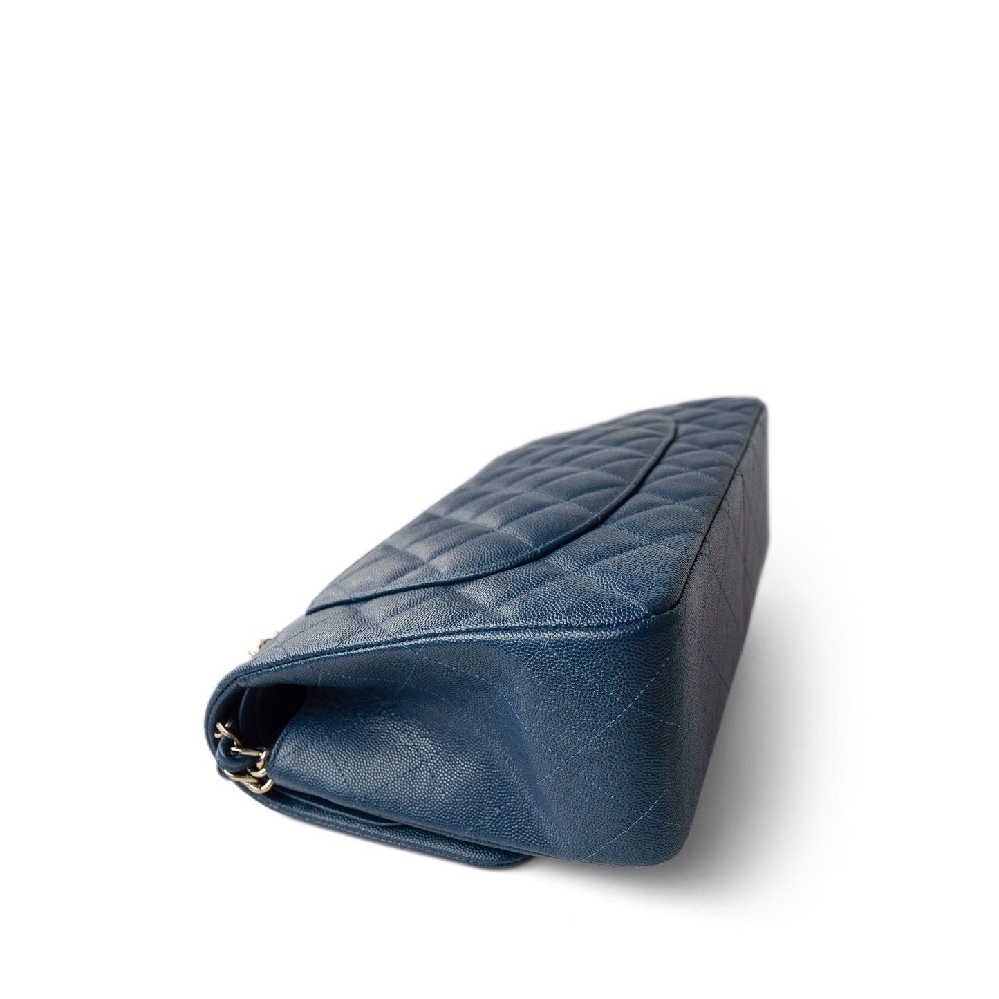 Dark Blue Caviar Quilted Jumbo Classic Flap Light Gold Hardware