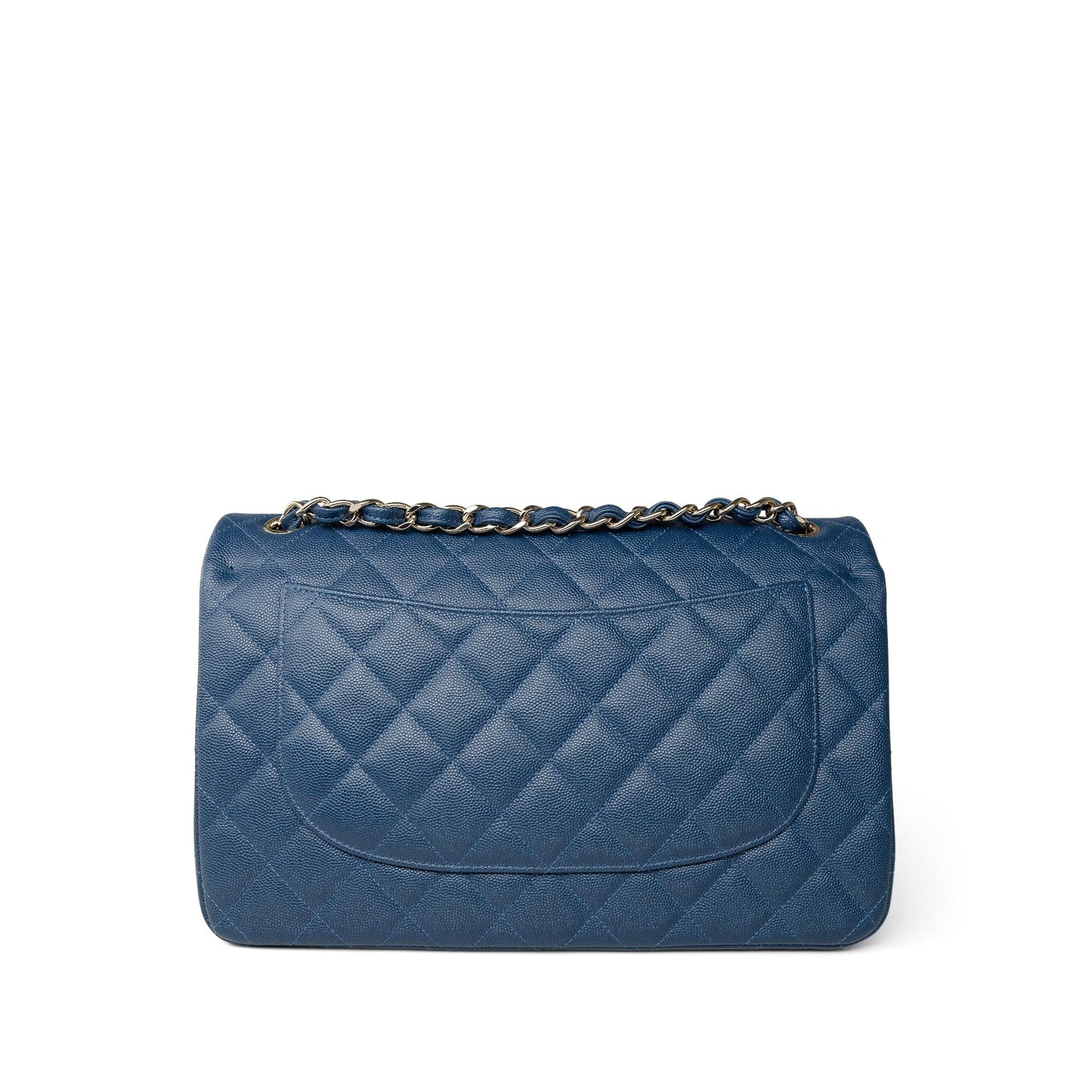 Dark Blue Caviar Quilted Jumbo Classic Flap Light Gold Hardware