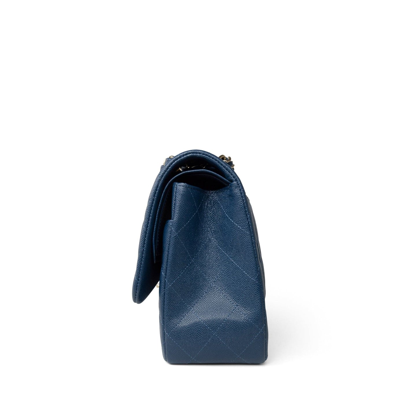 Dark Blue Caviar Quilted Jumbo Classic Flap Light Gold Hardware