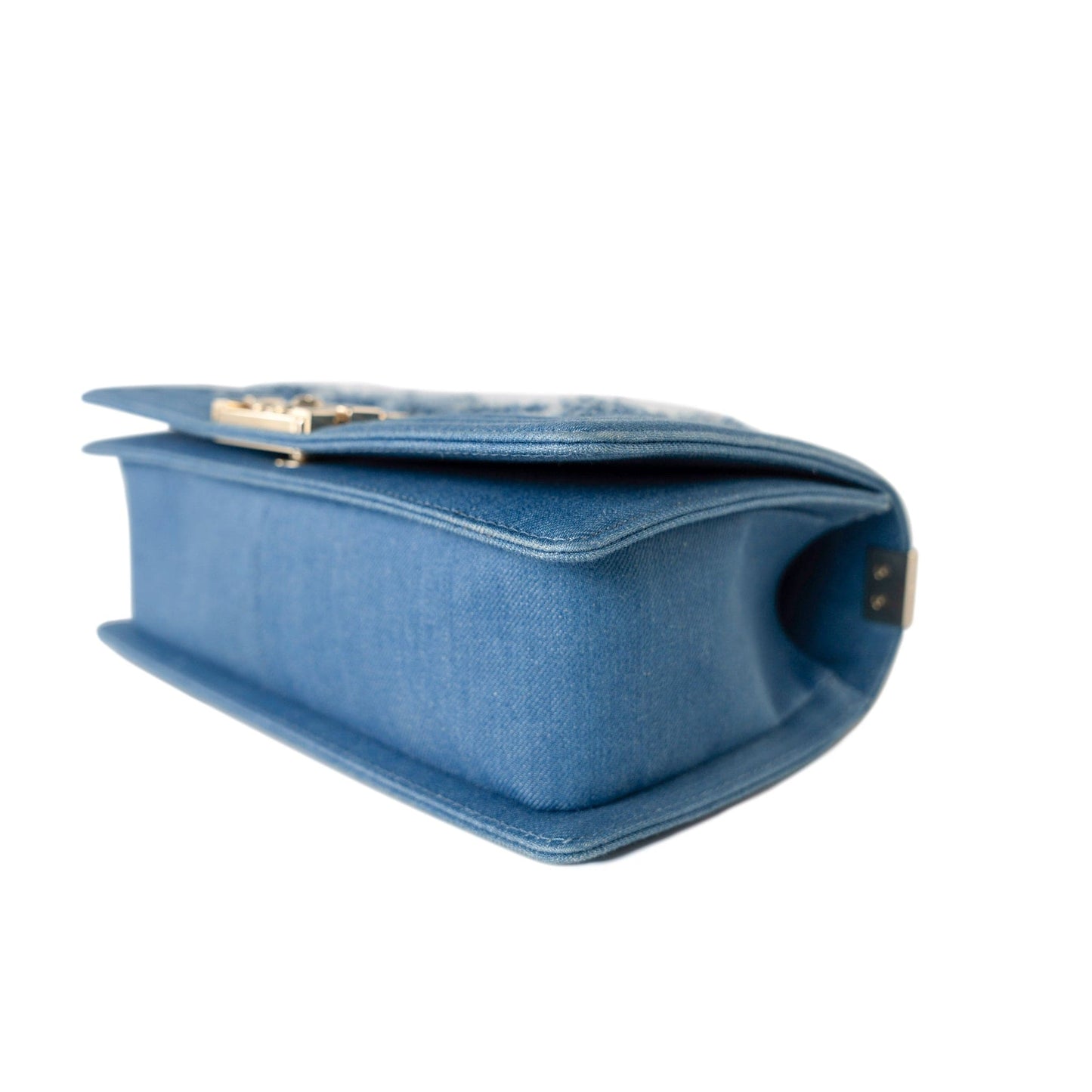 Denim Pleated Old Medium Light Blue Boy Bag