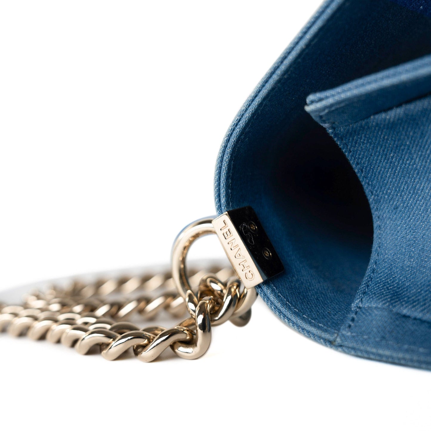 Denim Pleated Old Medium Light Blue Boy Bag