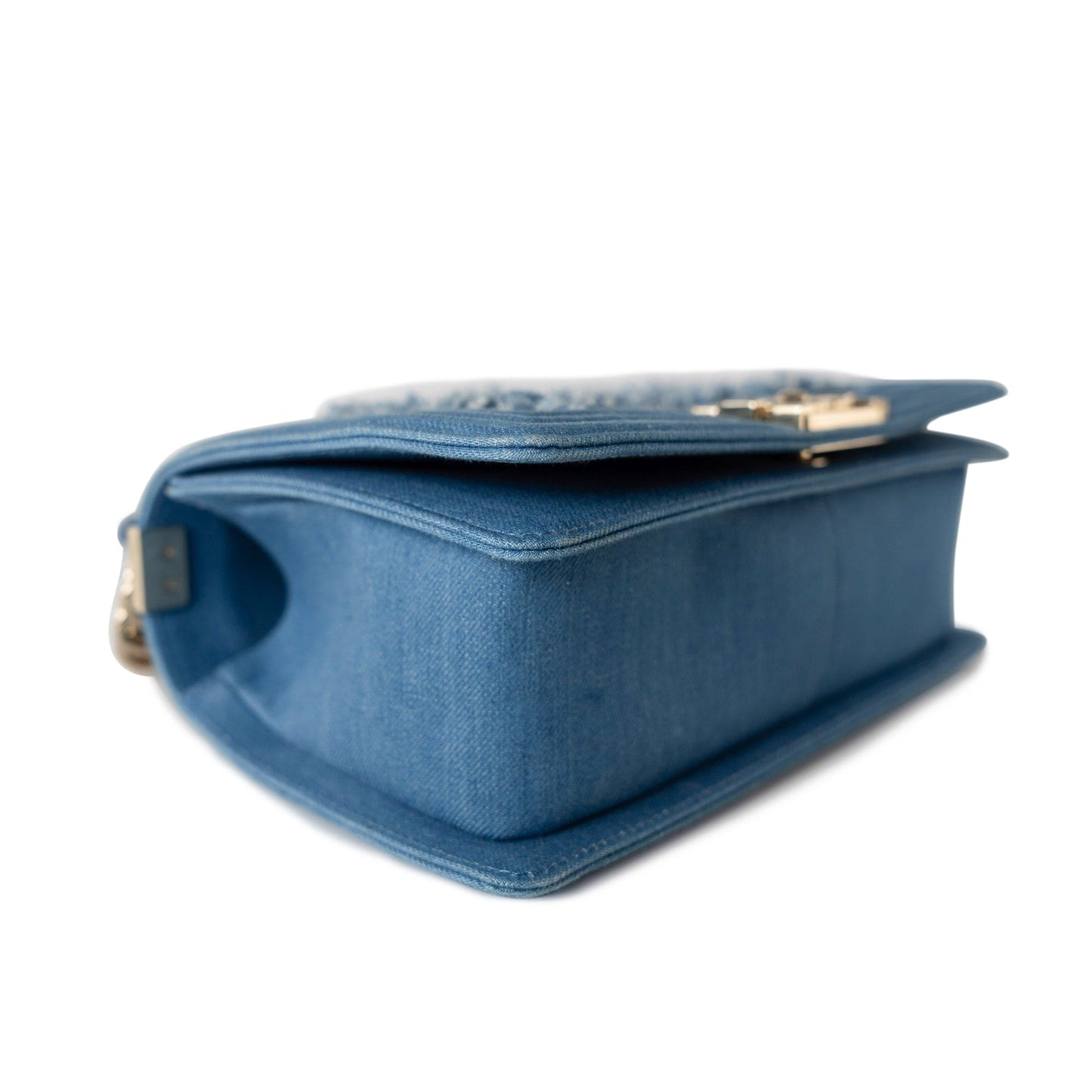 Denim Pleated Old Medium Light Blue Boy Bag