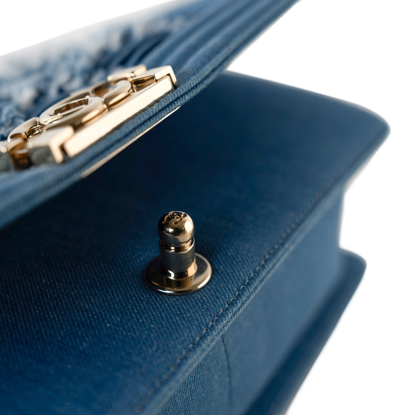 Denim Pleated Old Medium Light Blue Boy Bag