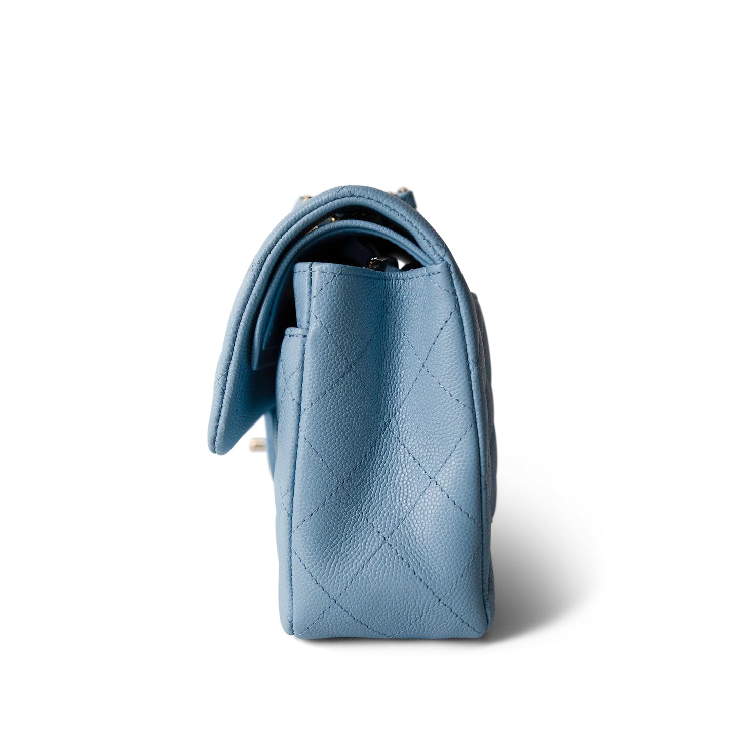 22S Light Blue Caviar Quilted Classic Flap Small Light Gold Hardware