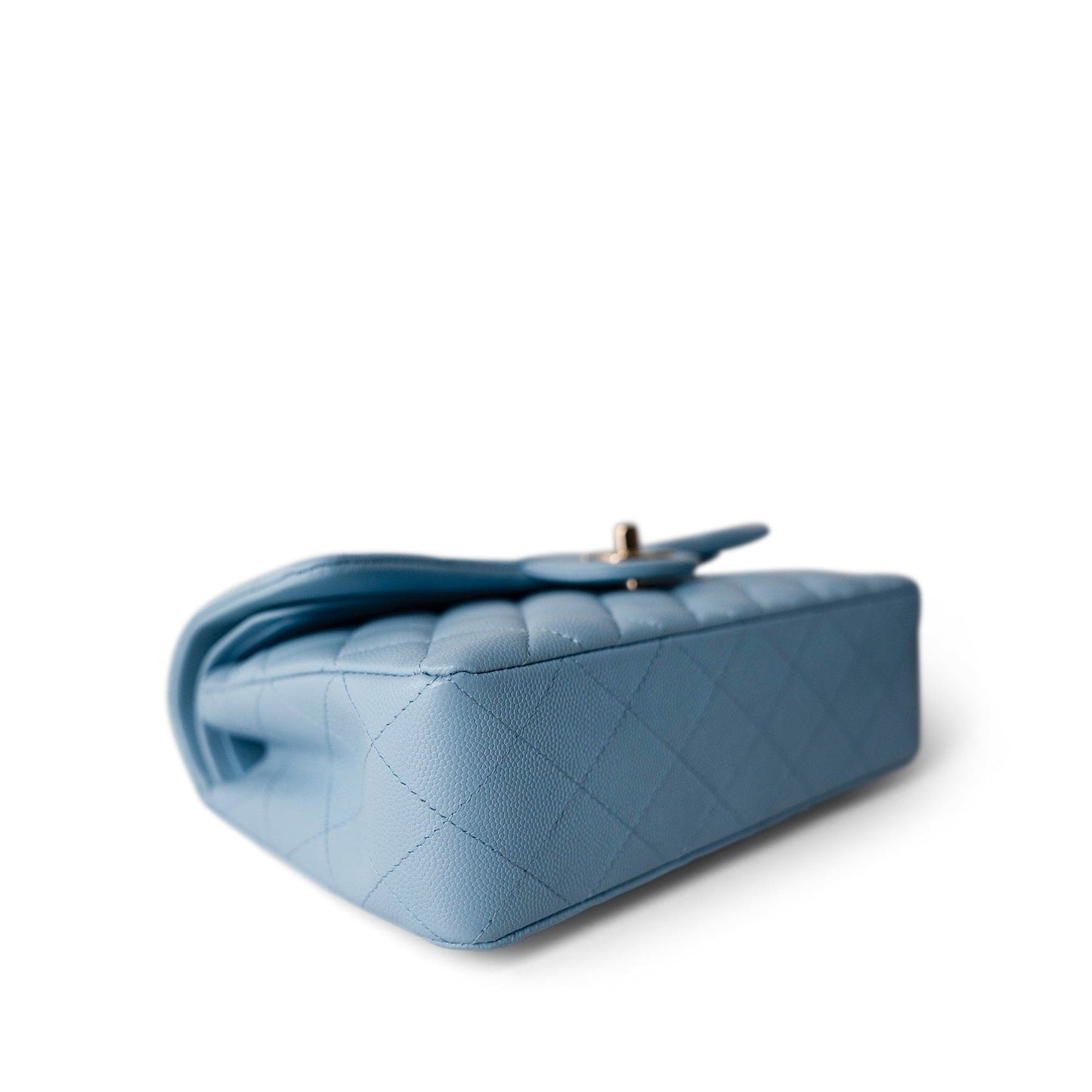 22S Light Blue Caviar Quilted Classic Flap Small Light Gold Hardware