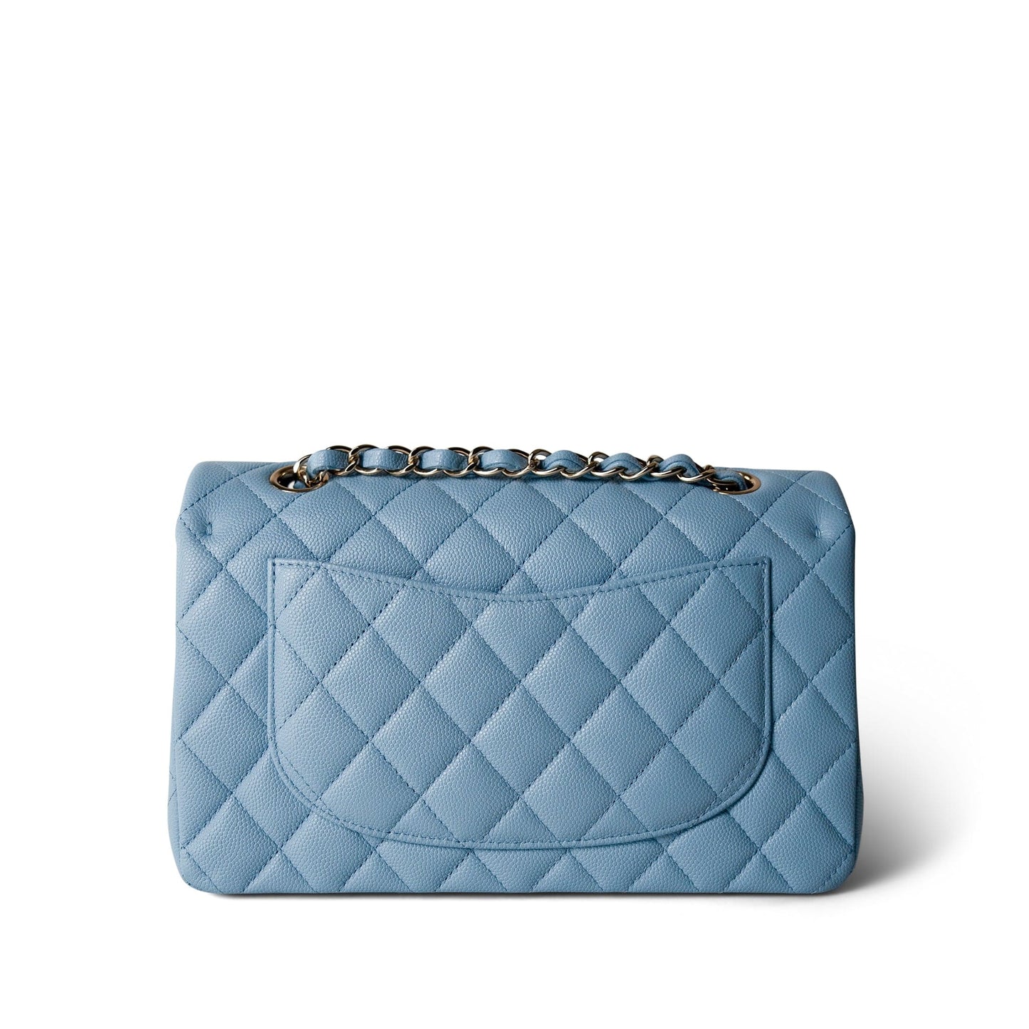 22S Light Blue Caviar Quilted Classic Flap Small Light Gold Hardware