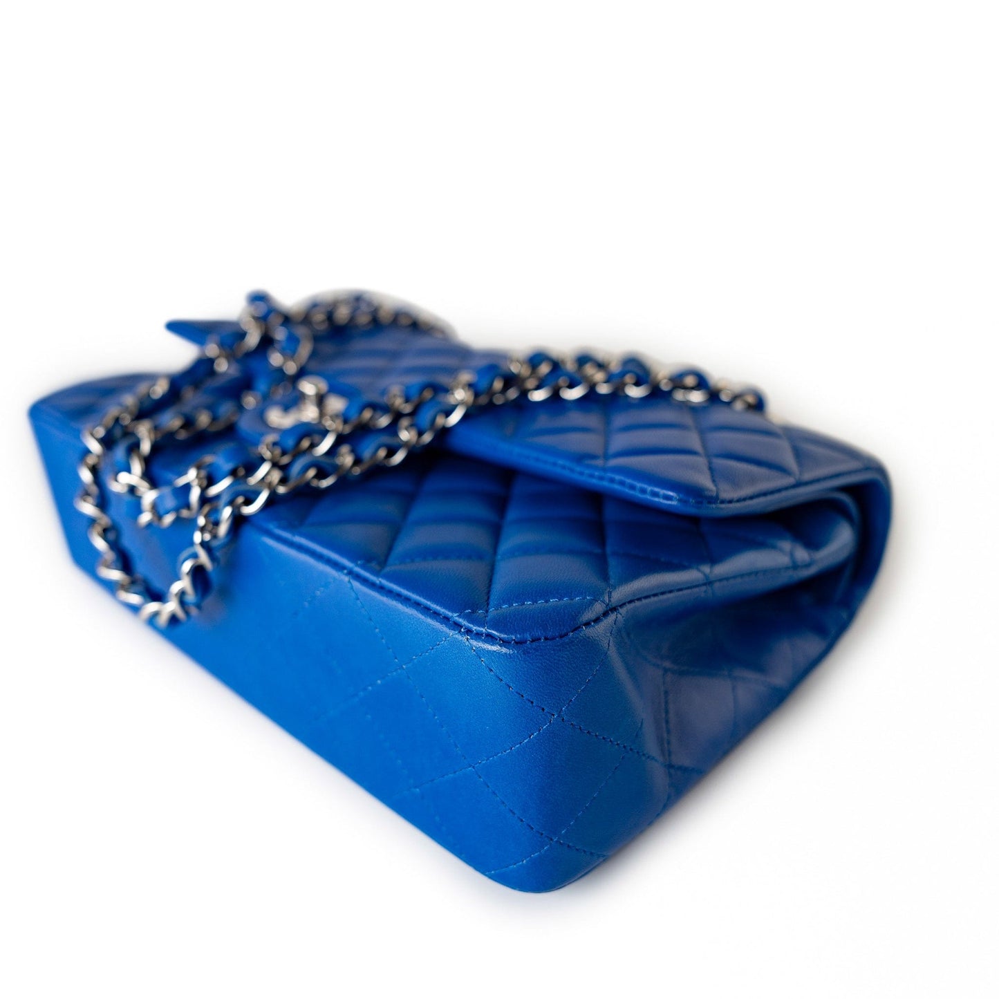 Royal Blue Lambskin Quilted Classic Flap Medium Silver Hardware