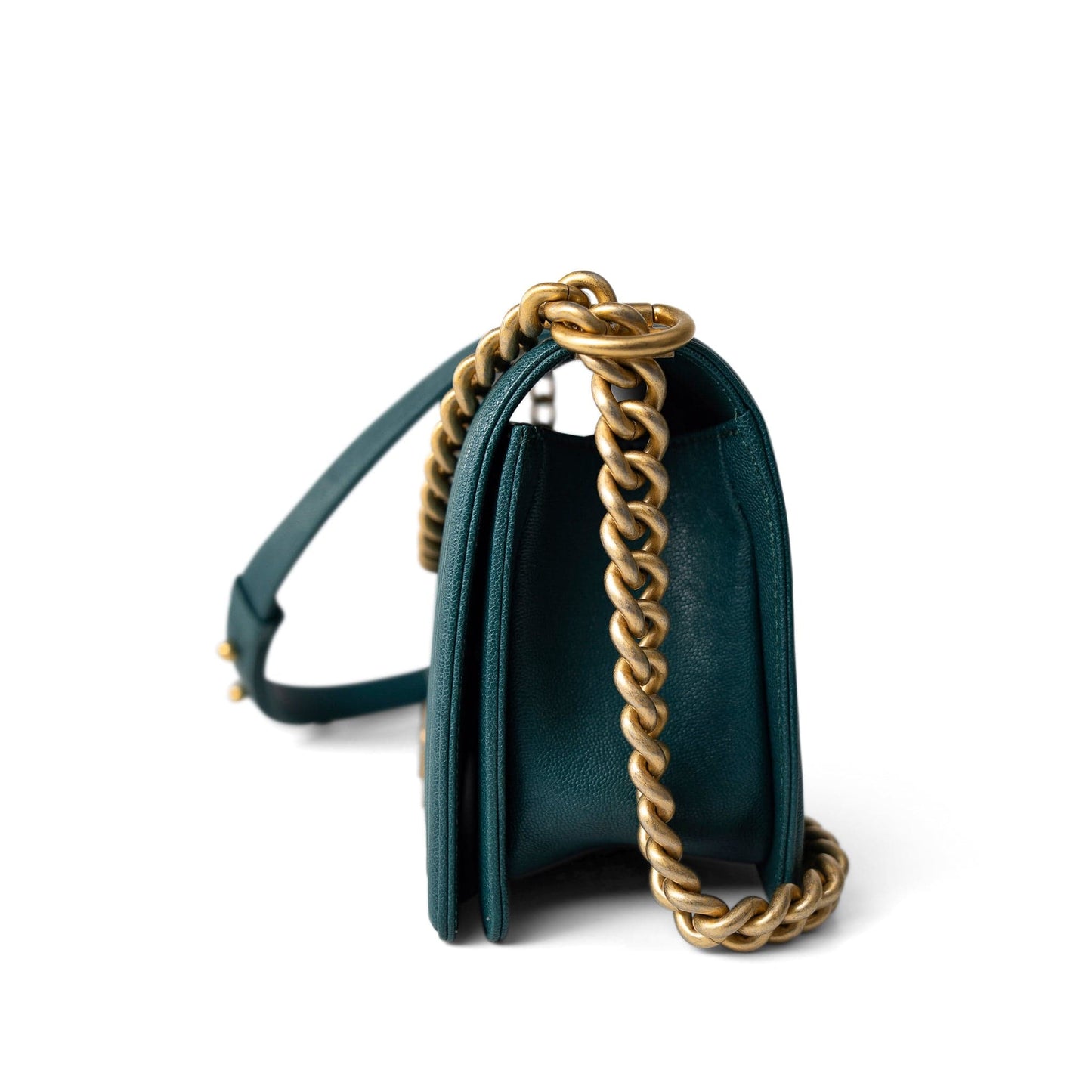 18B Dark Turquoise Caviar Quilted Boy Bag Old Medium Antique Gold Hardware