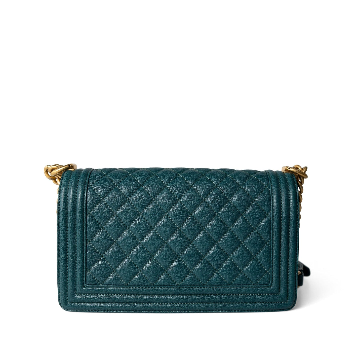 18B Dark Turquoise Caviar Quilted Boy Bag Old Medium Antique Gold Hardware