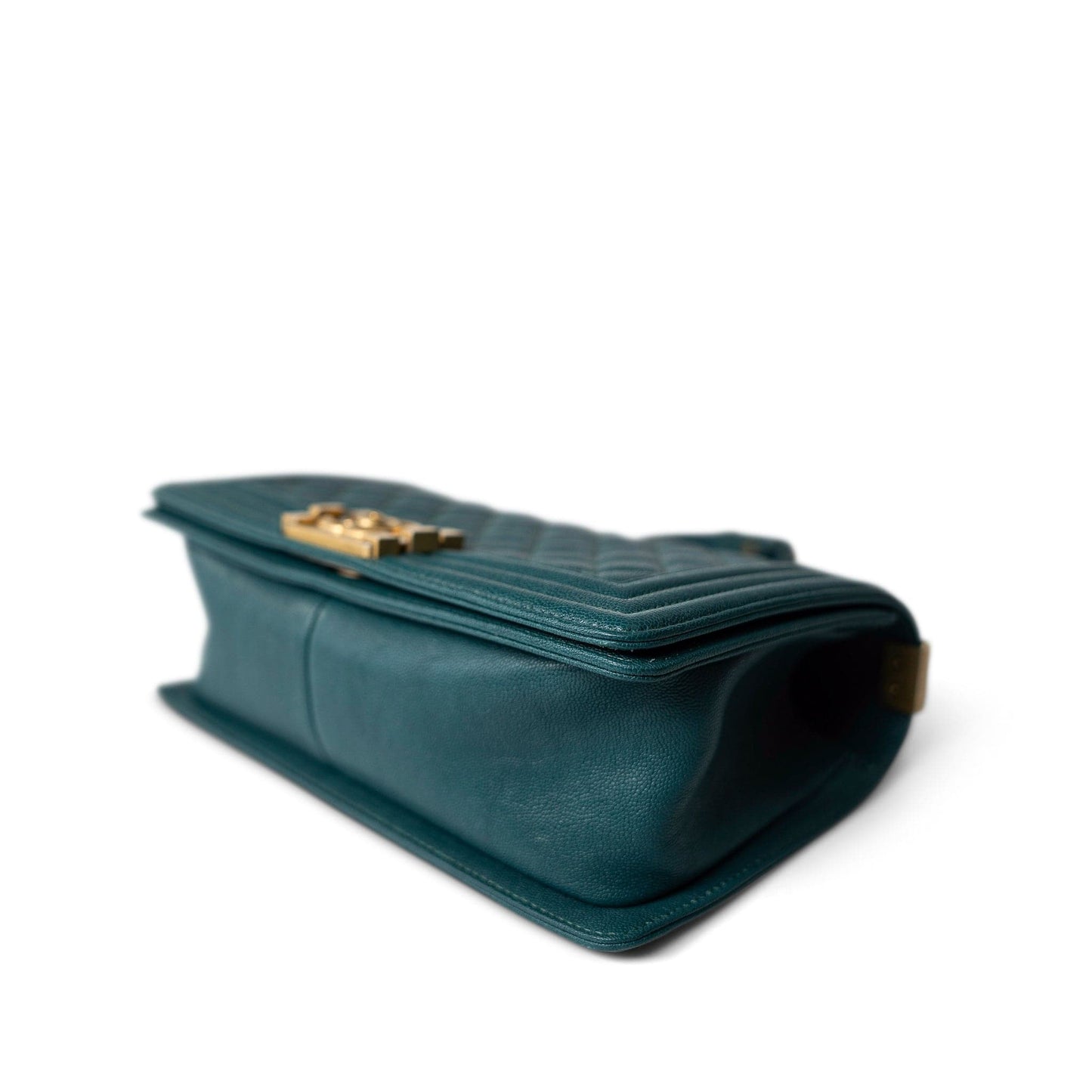 18B Dark Turquoise Caviar Quilted Boy Bag Old Medium Antique Gold Hardware