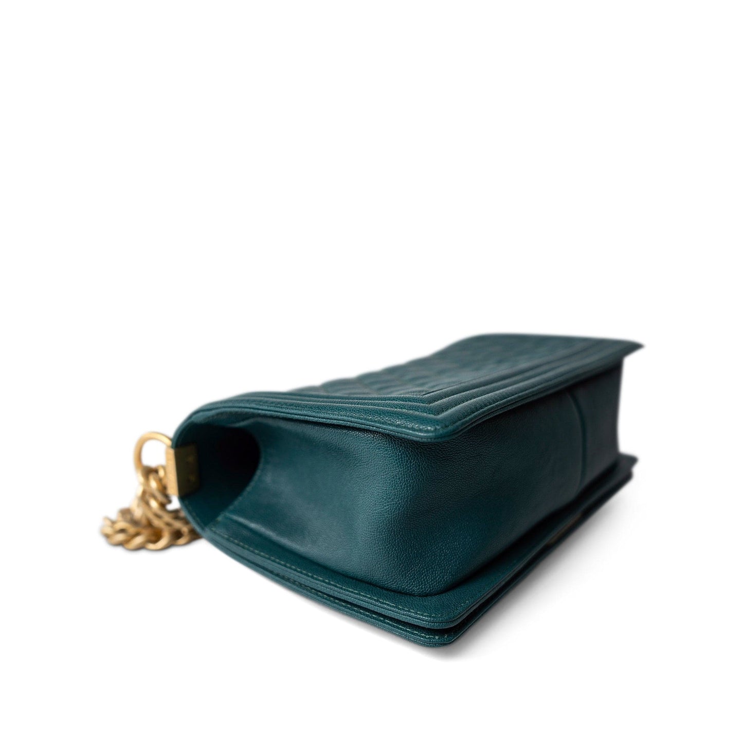 18B Dark Turquoise Caviar Quilted Boy Bag Old Medium Antique Gold Hardware