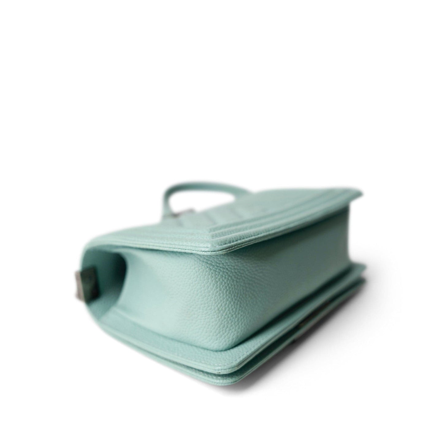 20C Tiffany Blue Caviar Chevron Small Boy Bag Ruthenium Hardware