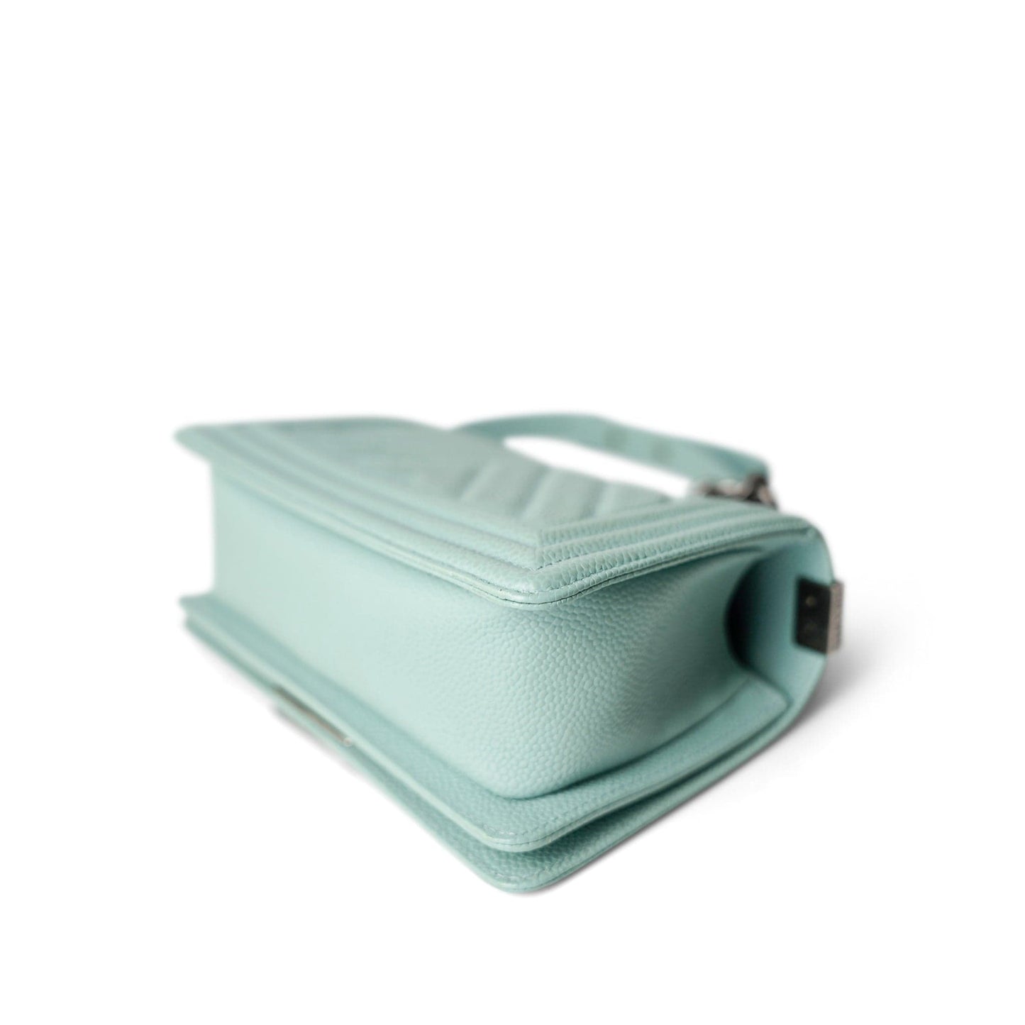 20C Tiffany Blue Caviar Chevron Small Boy Bag Ruthenium Hardware