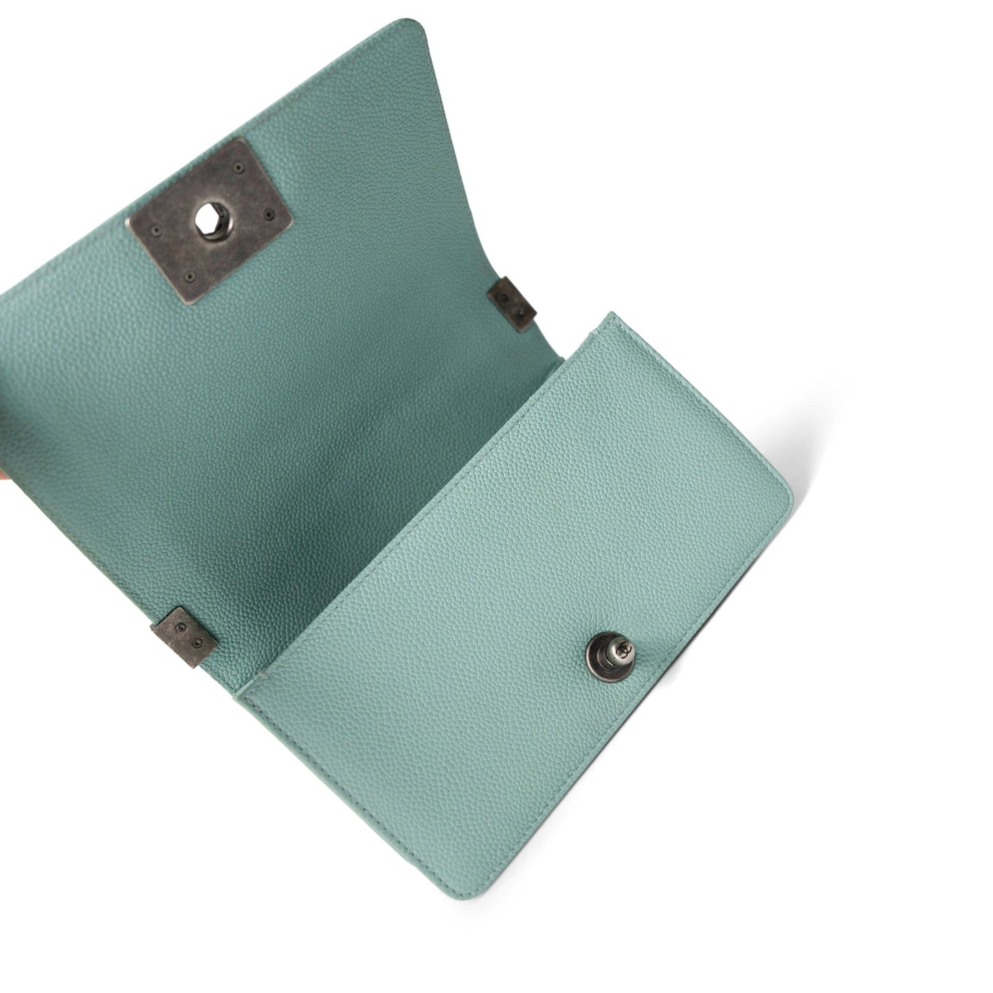 20C Tiffany Blue Caviar Chevron Small Boy Bag Ruthenium Hardware