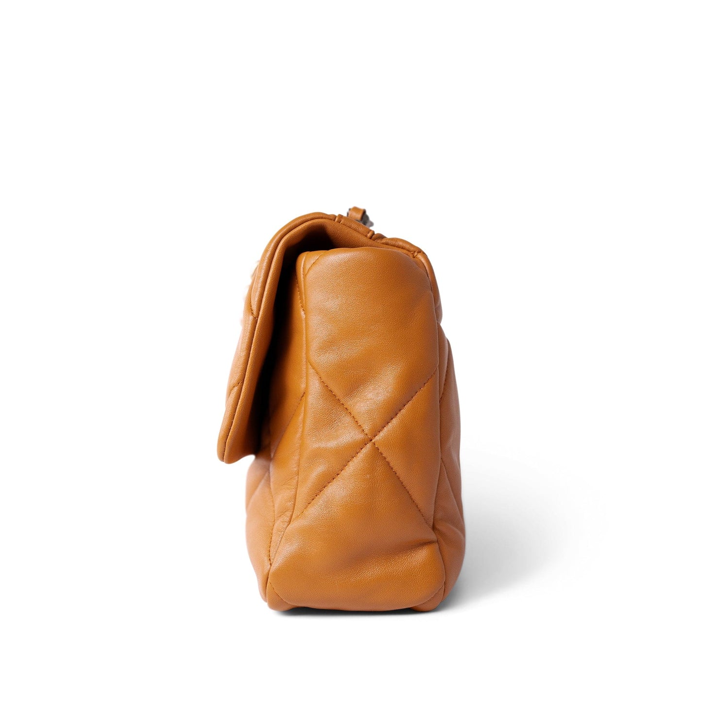 21A Light Brown Lambskin Quilted Medium/Large 19 Flap Mixed Hardware