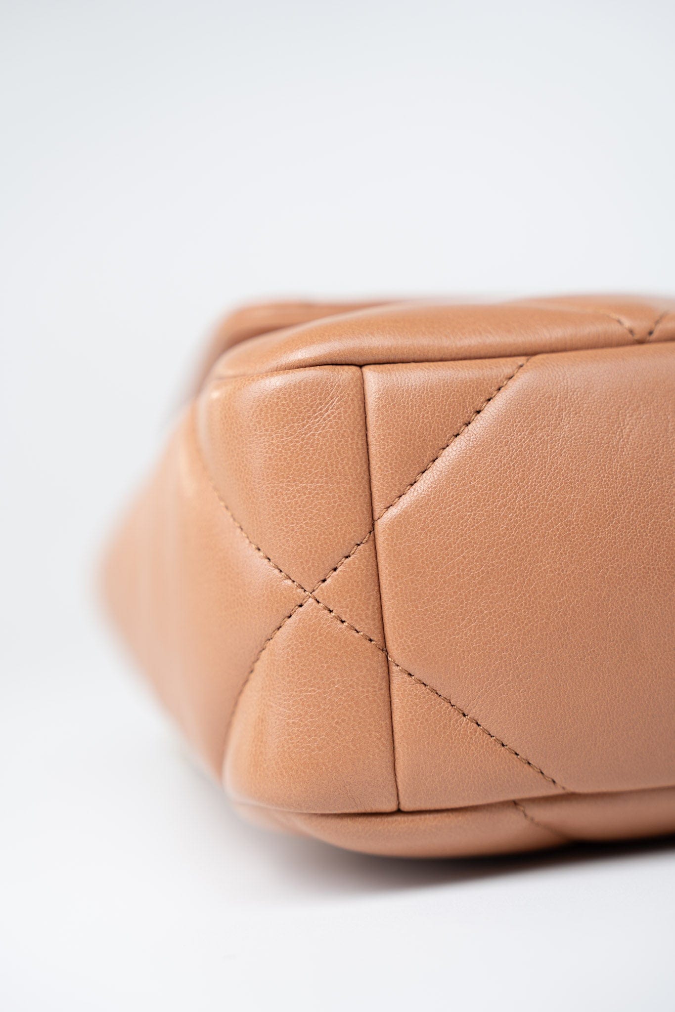 21P Caramel Lambskin Quilted 19 Flap Small Mixed Hardware