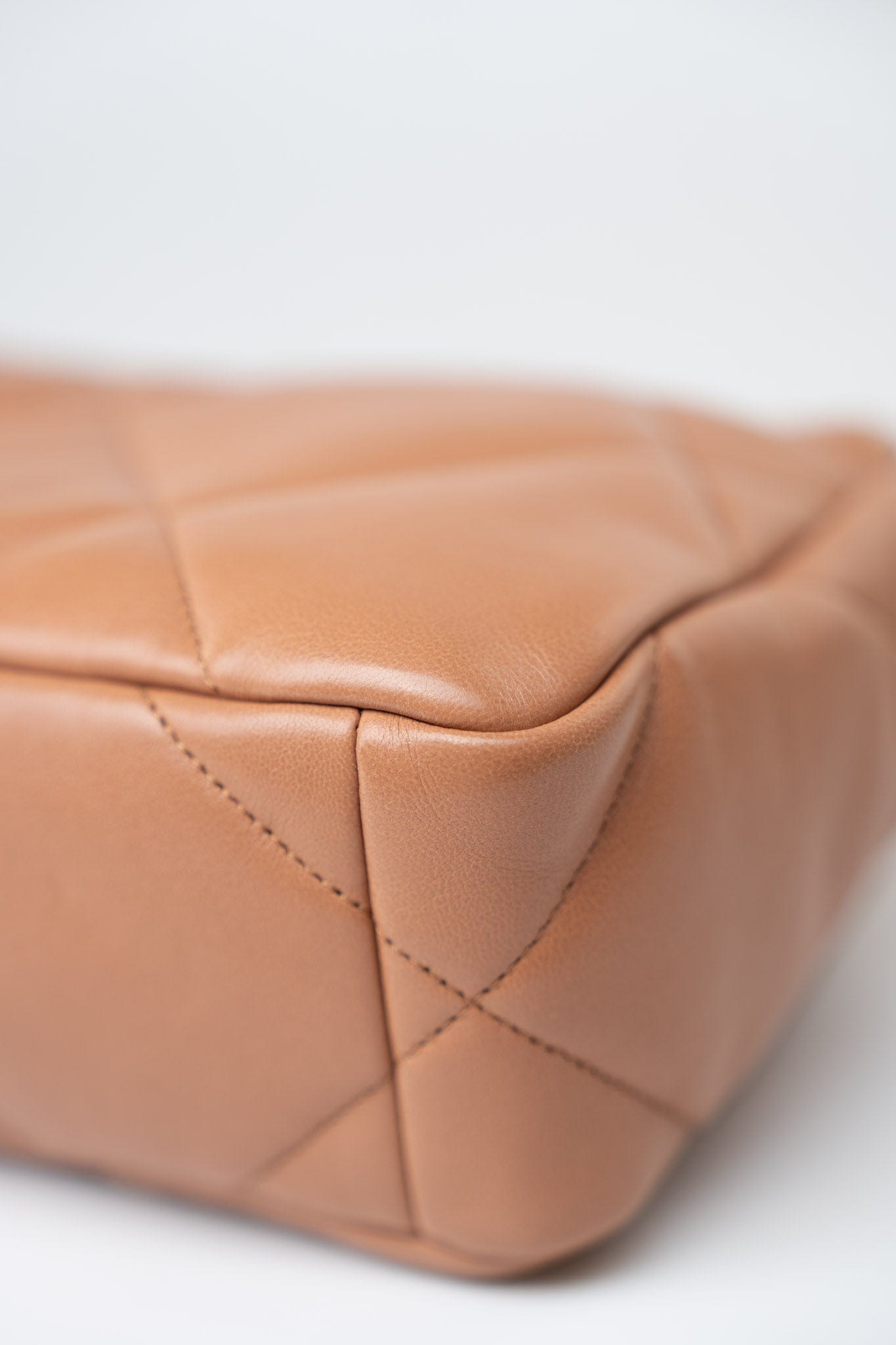 21P Caramel Lambskin Quilted 19 Flap Small Mixed Hardware