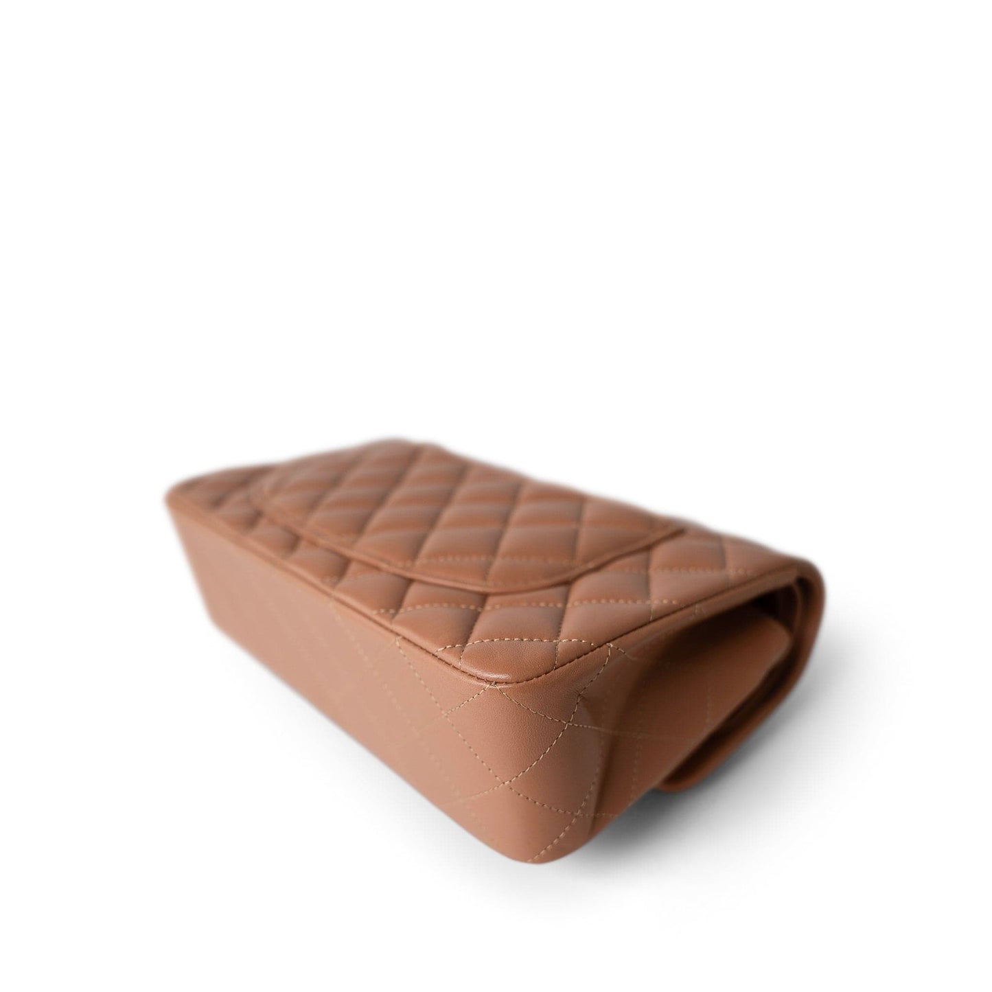 21P Caramel Lambskin Quilted Classic Flap Small Light Gold Hardware