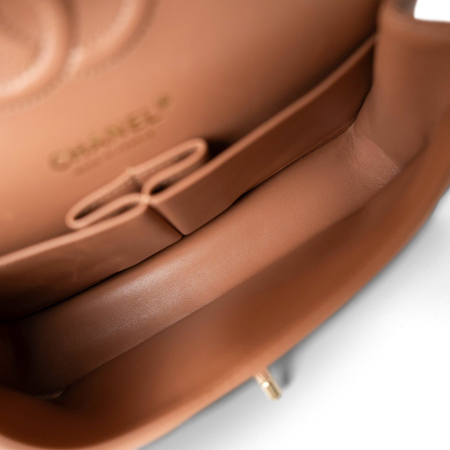 21P Caramel Lambskin Quilted Classic Flap Small Light Gold Hardware