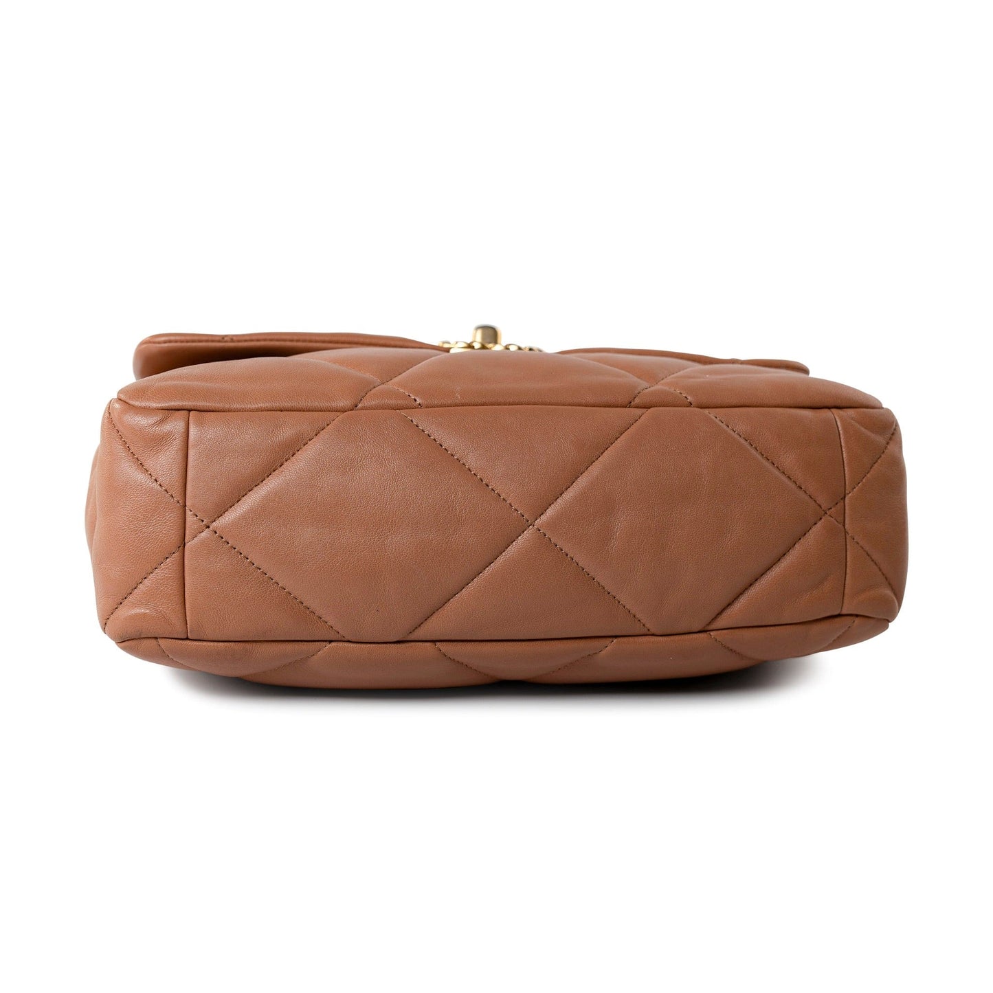 21P Large Caramel Lambskin Quilted 19 Flap Mixed Hardware