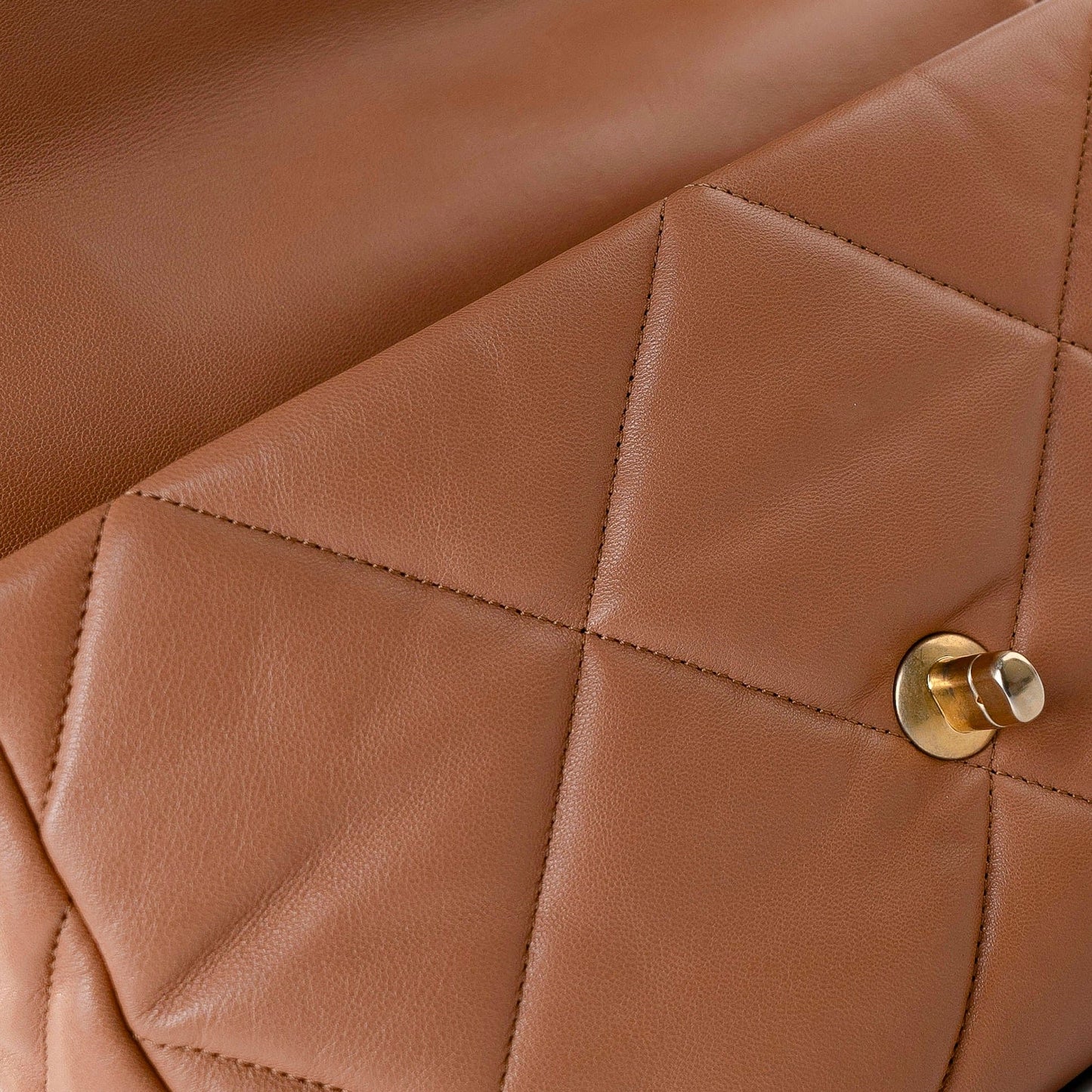 21P Large Caramel Lambskin Quilted 19 Flap Mixed Hardware