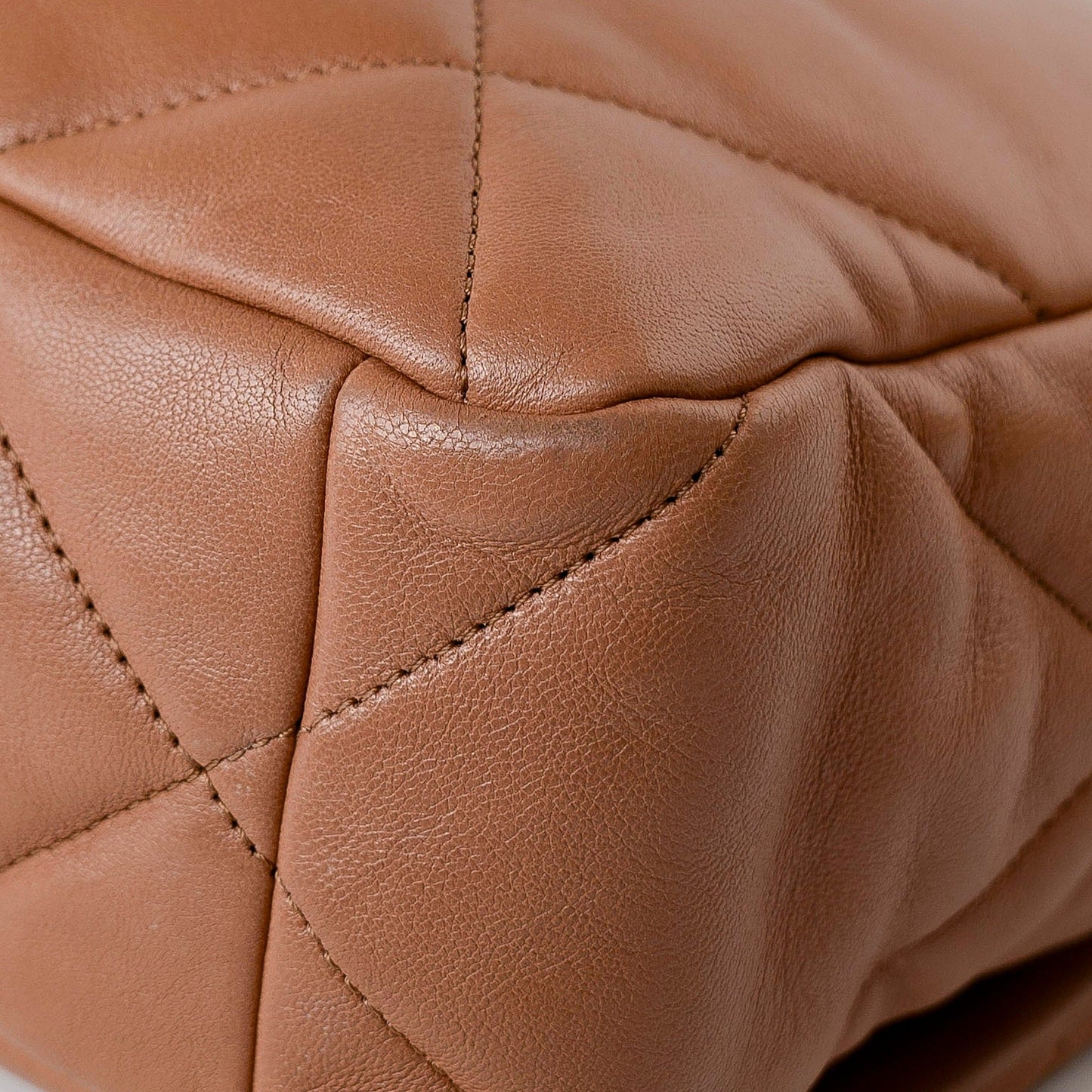 21P Large Caramel Lambskin Quilted 19 Flap Mixed Hardware