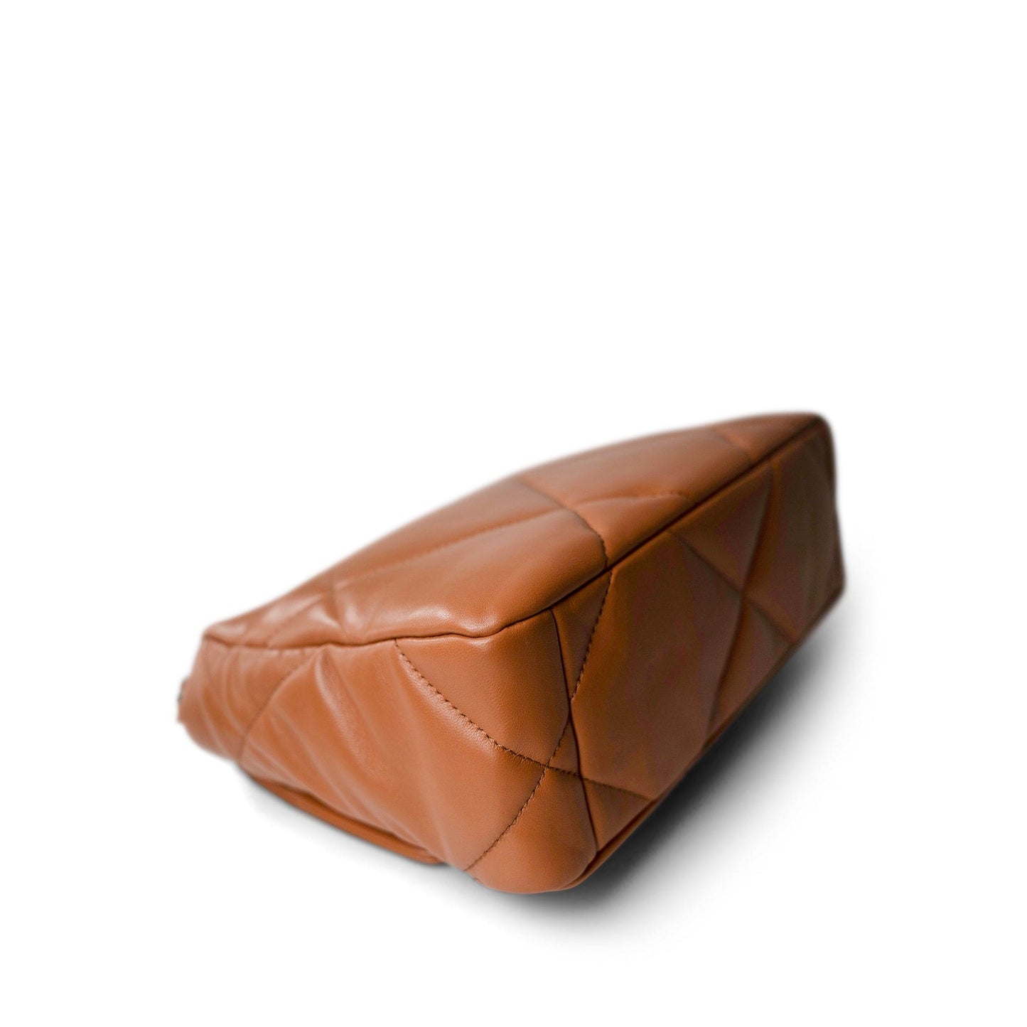 22A Caramel Lambskin Quilted Small 19 Flap Mixed Hardware