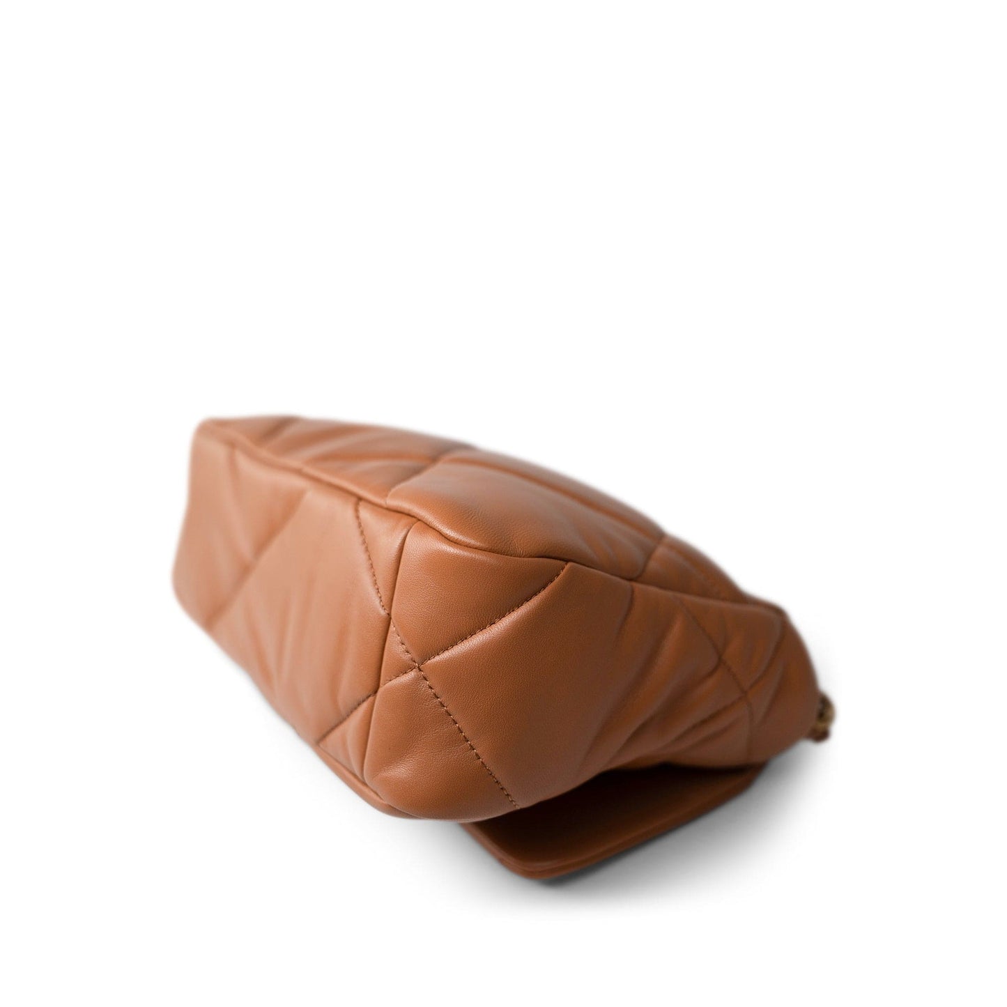 23B Caramel Lambskin Quilted 19 Flap Small Mixed Hardware