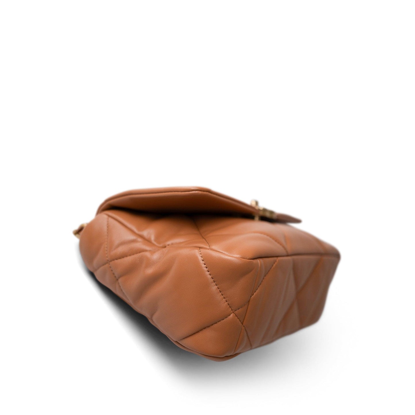 23B Caramel Lambskin Quilted 19 Flap Small Mixed Hardware