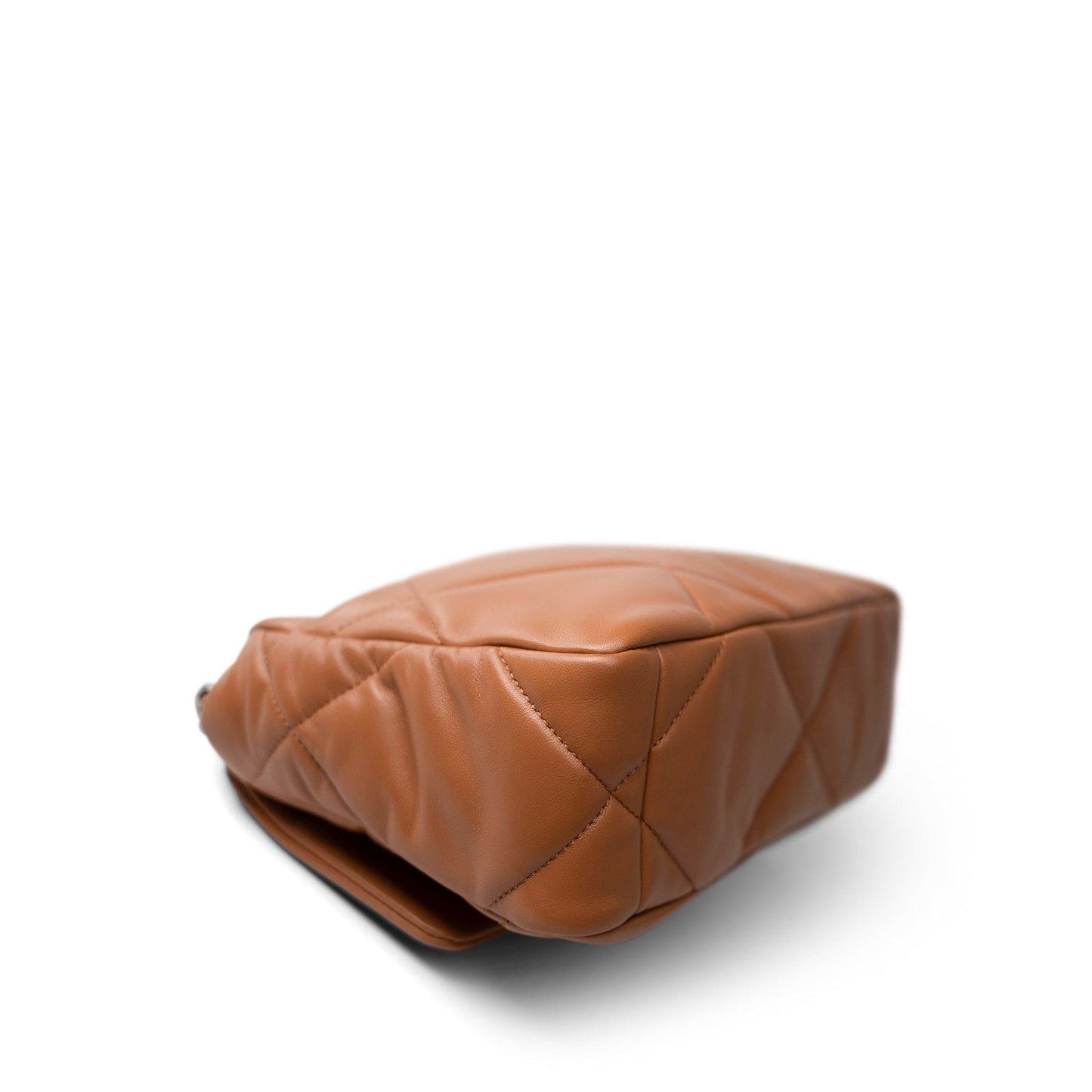 23B Caramel Lambskin Quilted 19 Flap Small Mixed Hardware