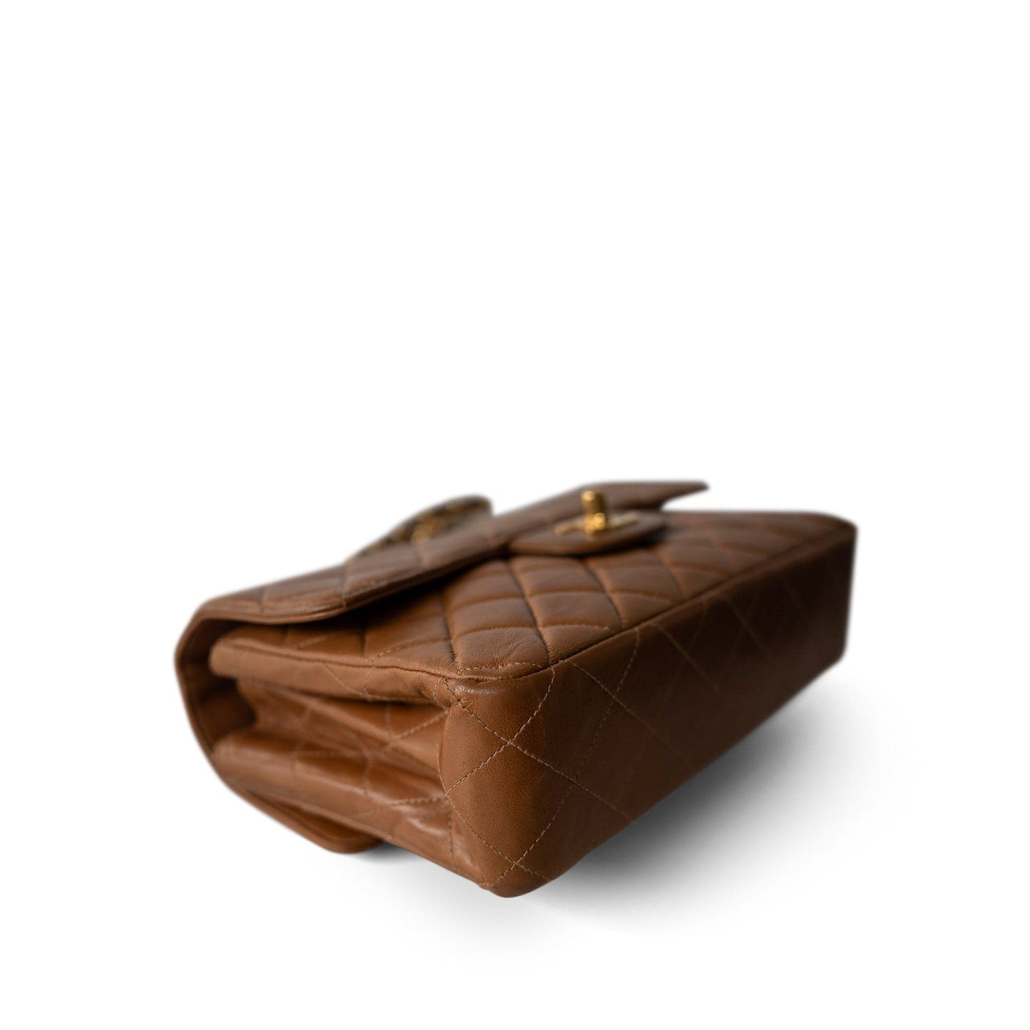 Brown Lambskin Double Faced Flap Bag Gold Hardware