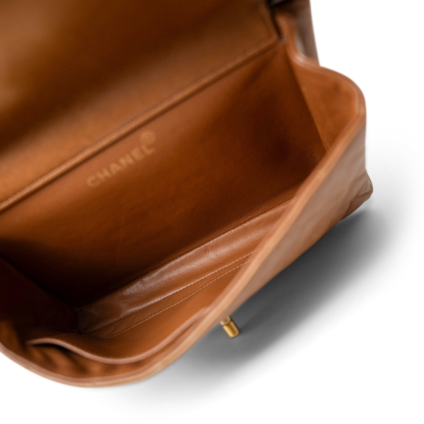 Brown Lambskin Double Faced Flap Bag Gold Hardware