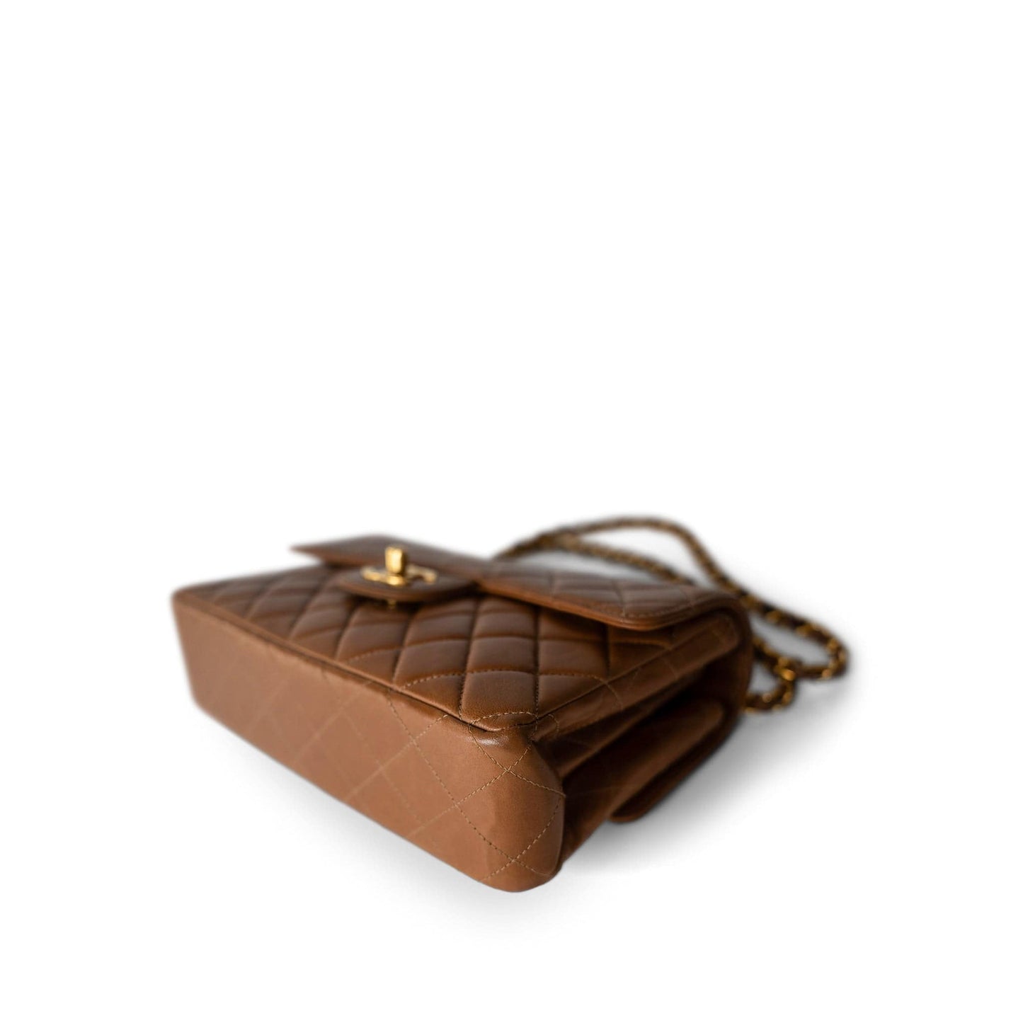 Brown Lambskin Double Faced Flap Bag Gold Hardware