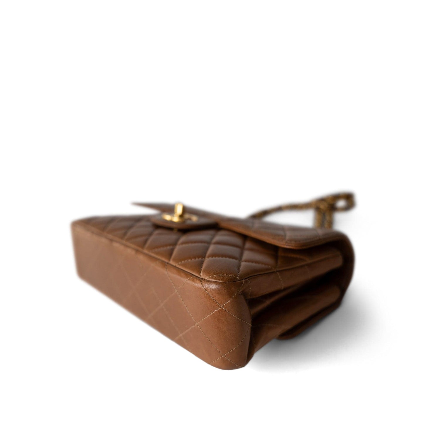 Brown Lambskin Double Faced Flap Bag Gold Hardware