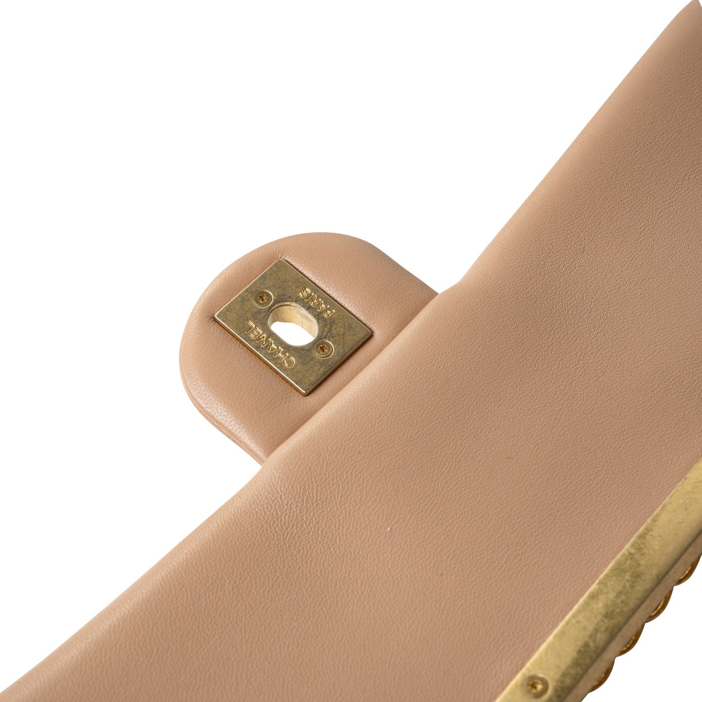 Lambskin Quilted A Real Catch Flap Bag Beige Aged Gold Hardware