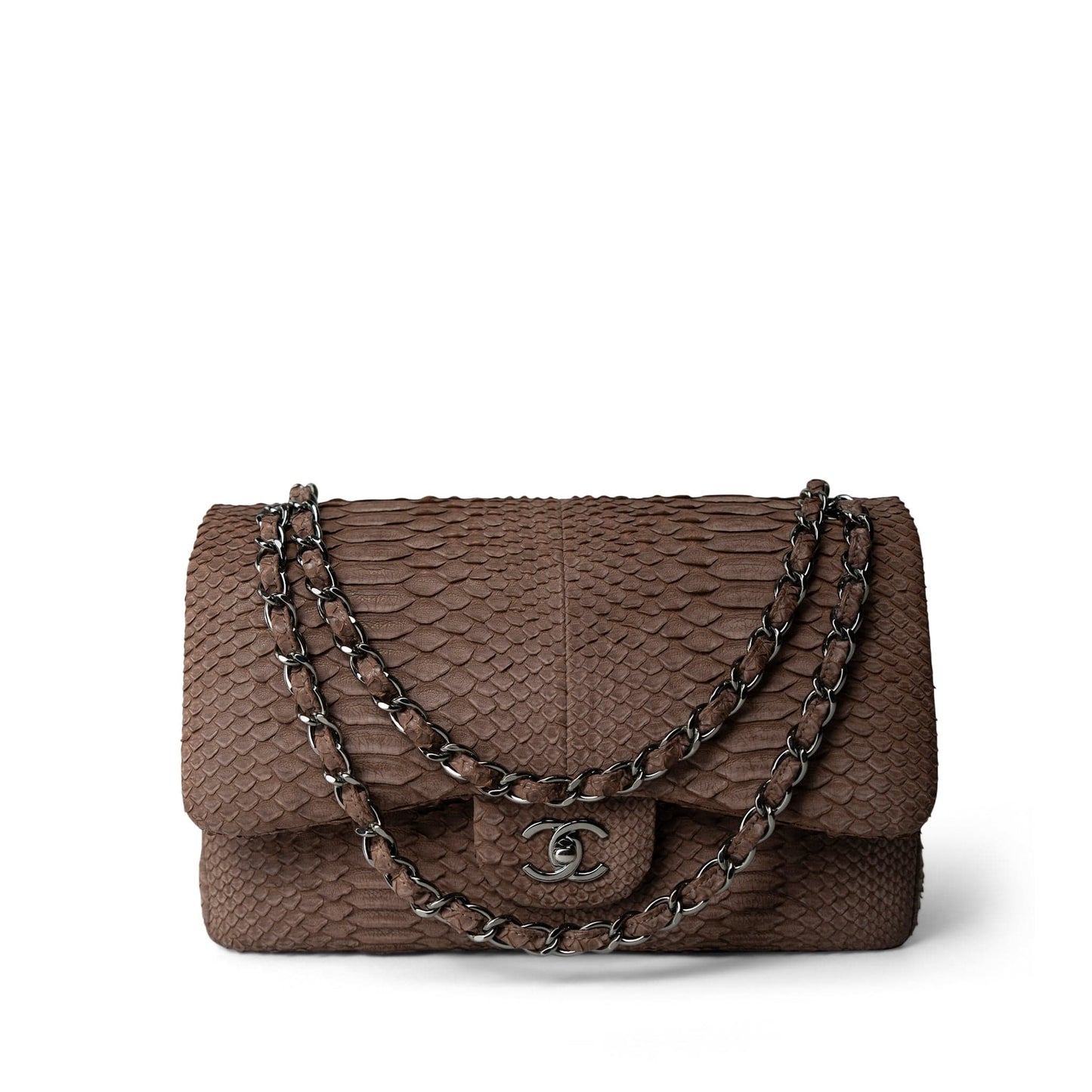 Light Brown Python Jumbo Classic Flap