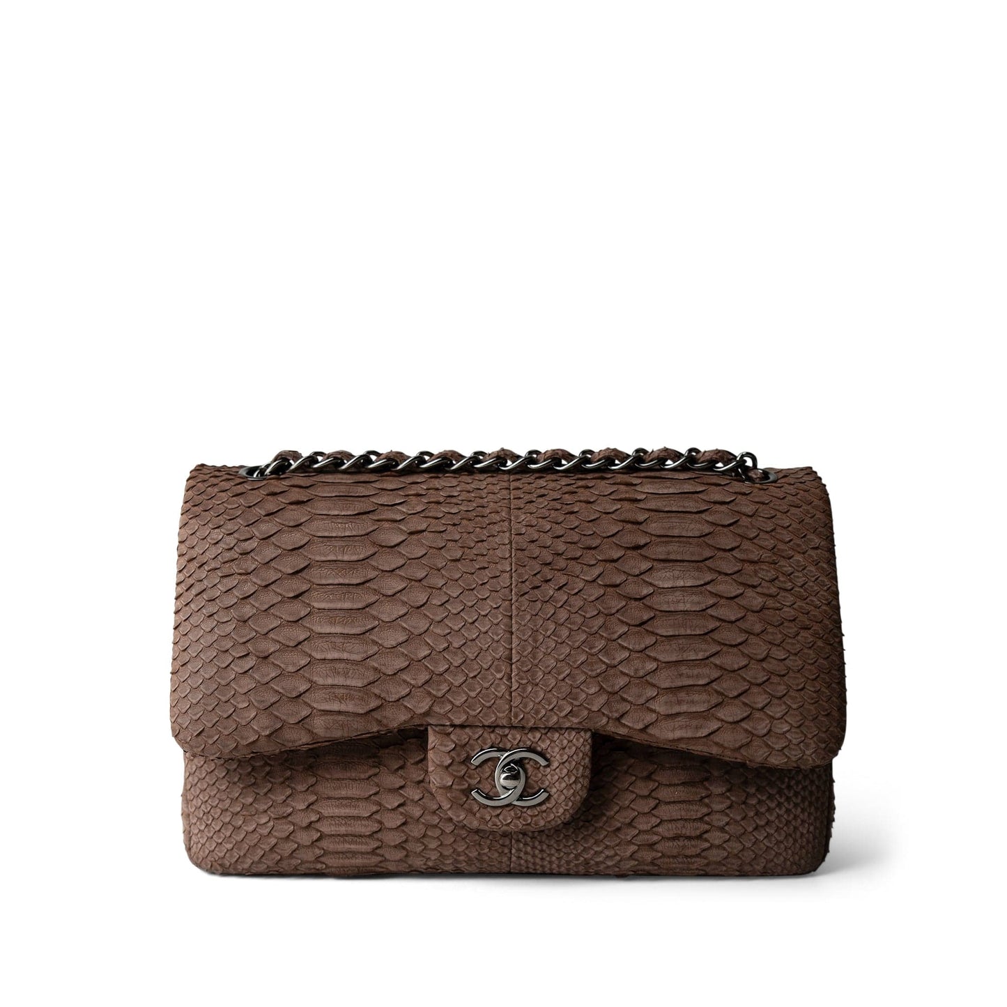 Light Brown Python Jumbo Classic Flap