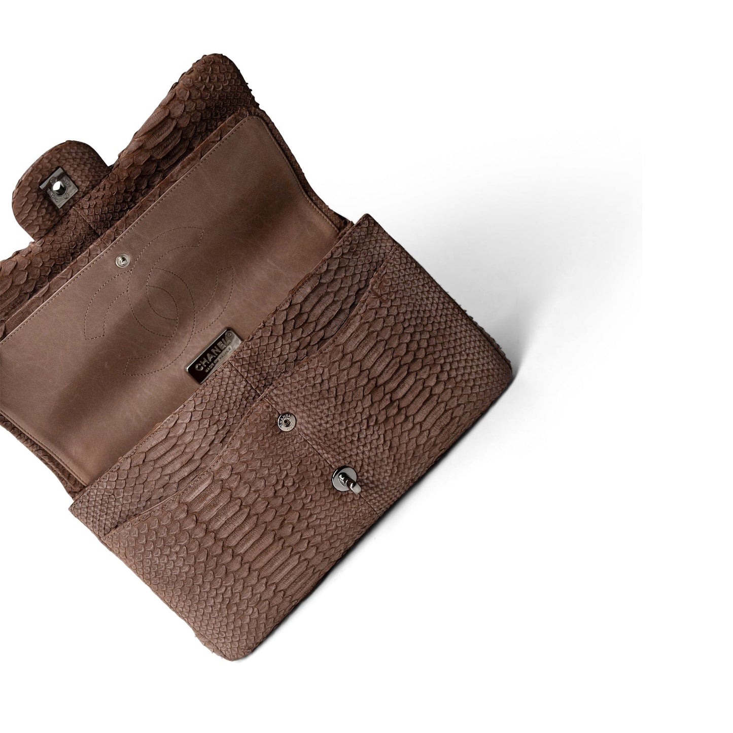 Light Brown Python Jumbo Classic Flap