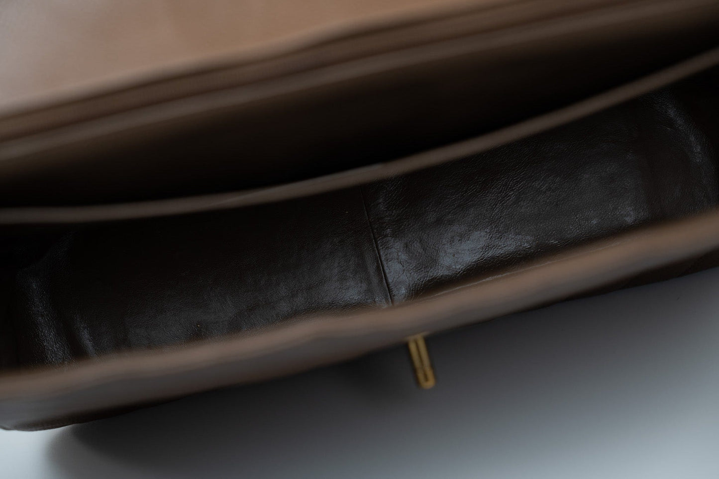 Taupe Caviar Chevron Maxi Single Flap 24K Gold Hardware