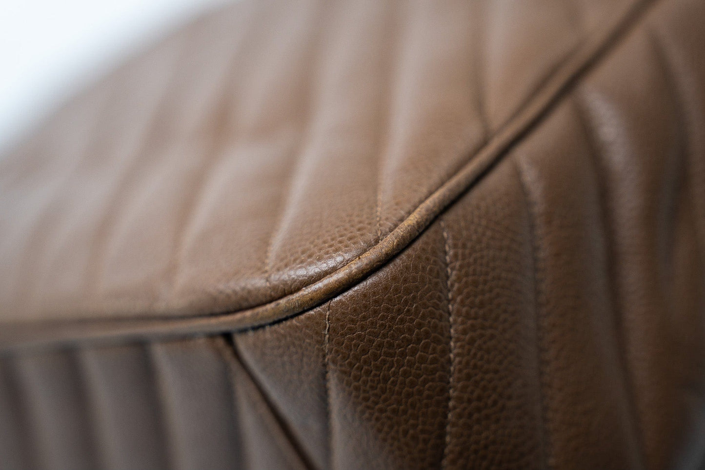 Taupe Caviar Chevron Maxi Single Flap 24K Gold Hardware