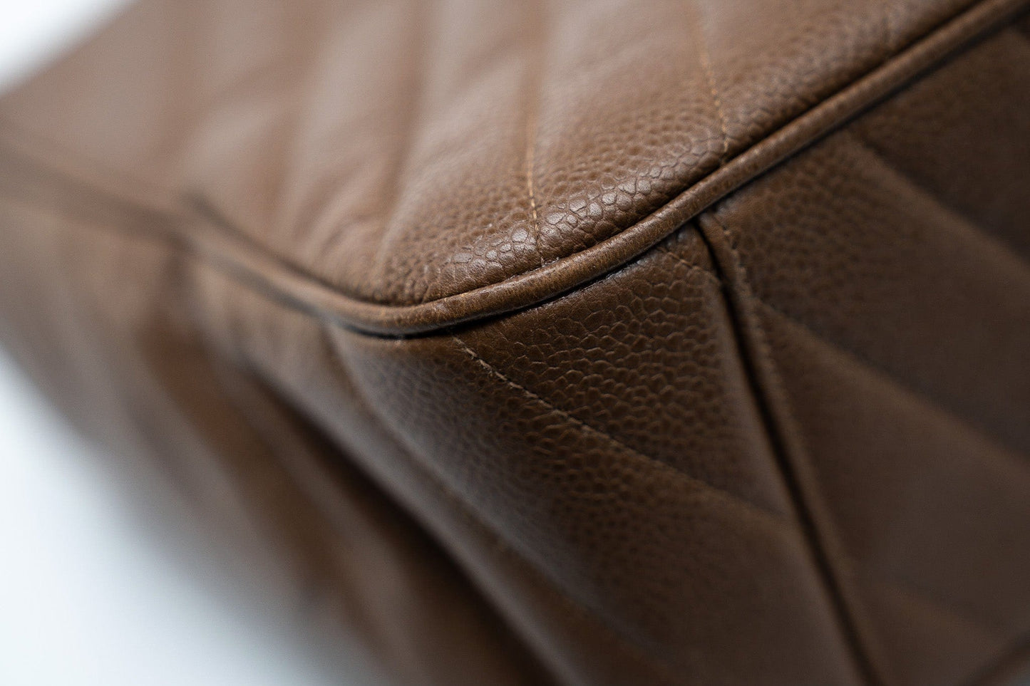 Taupe Caviar Chevron Maxi Single Flap 24K Gold Hardware