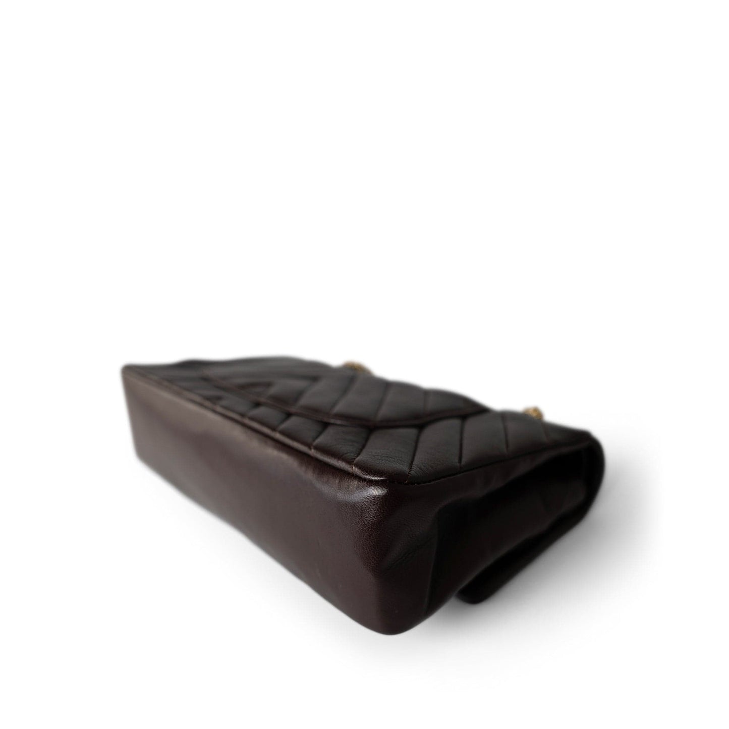 Vintage Chocolate Lambskin Chevron Classic Flap Medium Gold Hardware