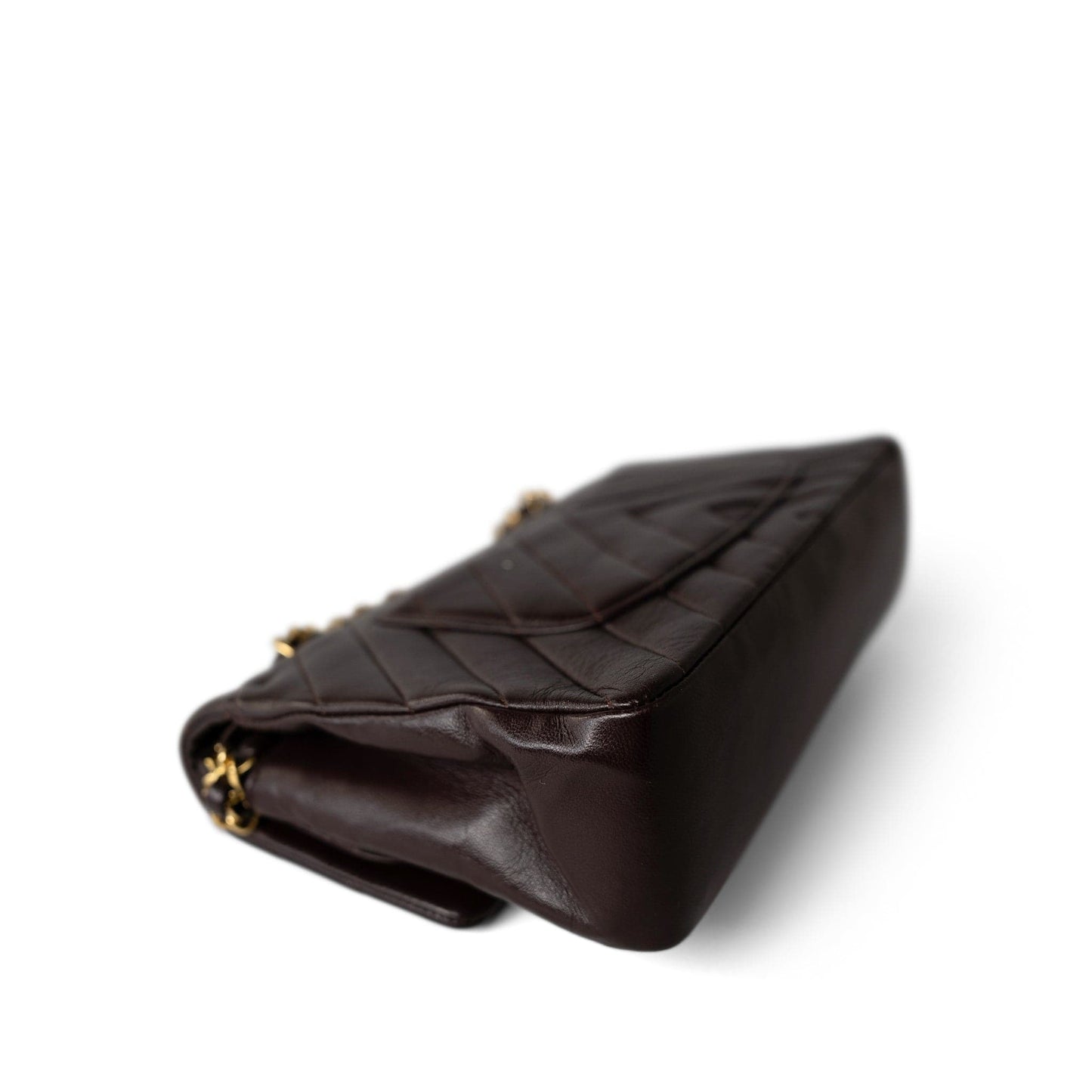 Vintage Chocolate Lambskin Chevron Classic Flap Medium Gold Hardware