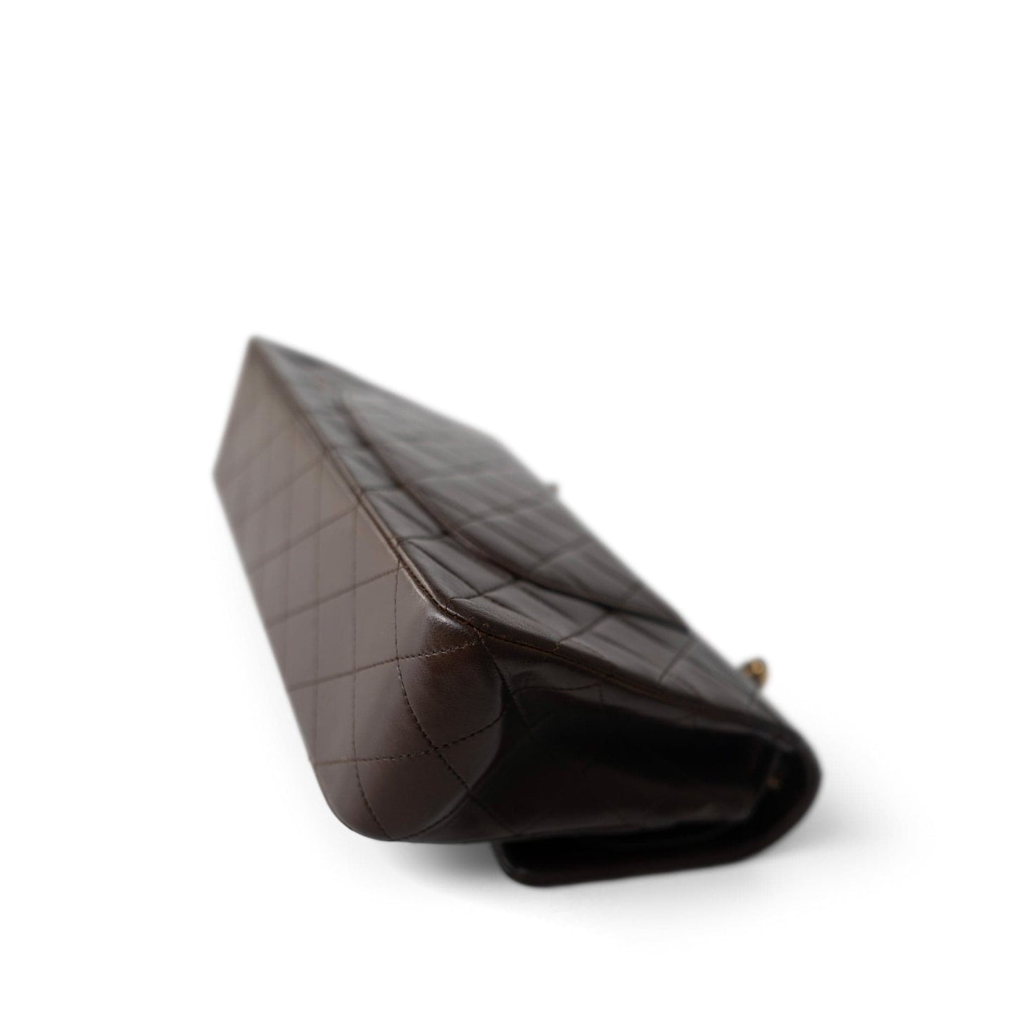 Vintage Dark Brown Lambskin Quilted Classic Flap Medium Gold Hardware